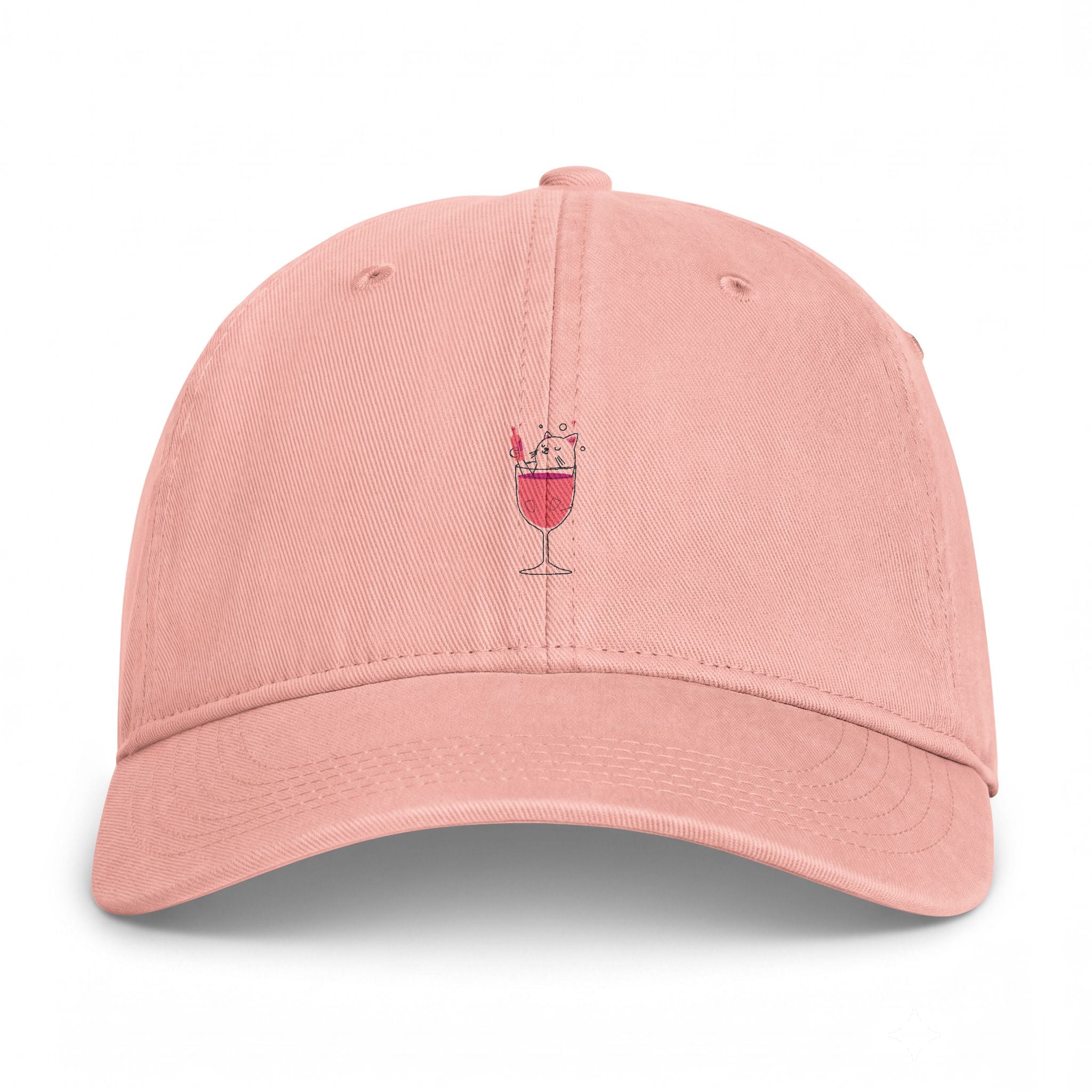 Wine Glass Embroidered Cap — Coastal Washed Baseball Hat