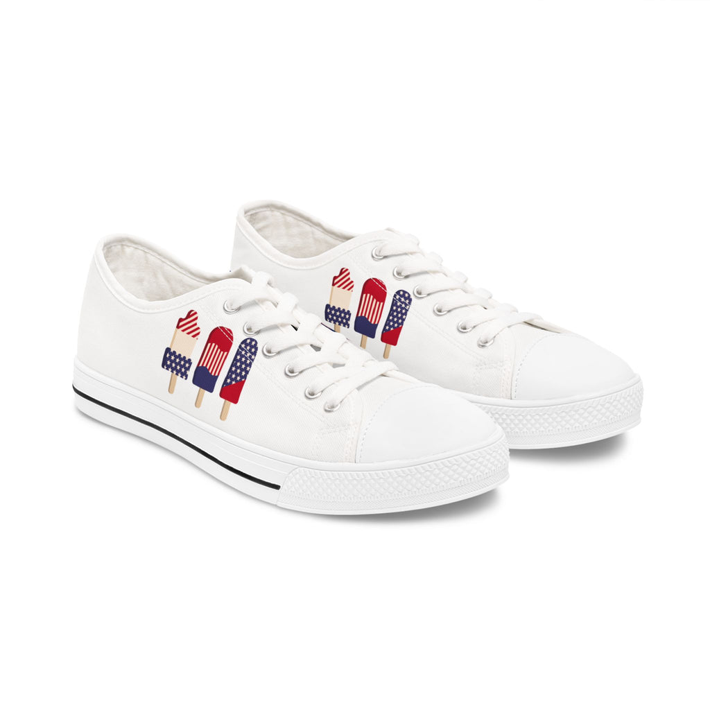 Patriotic Popsicles Women's Low Top Sneakers | American Flag Ice Cream Shoes