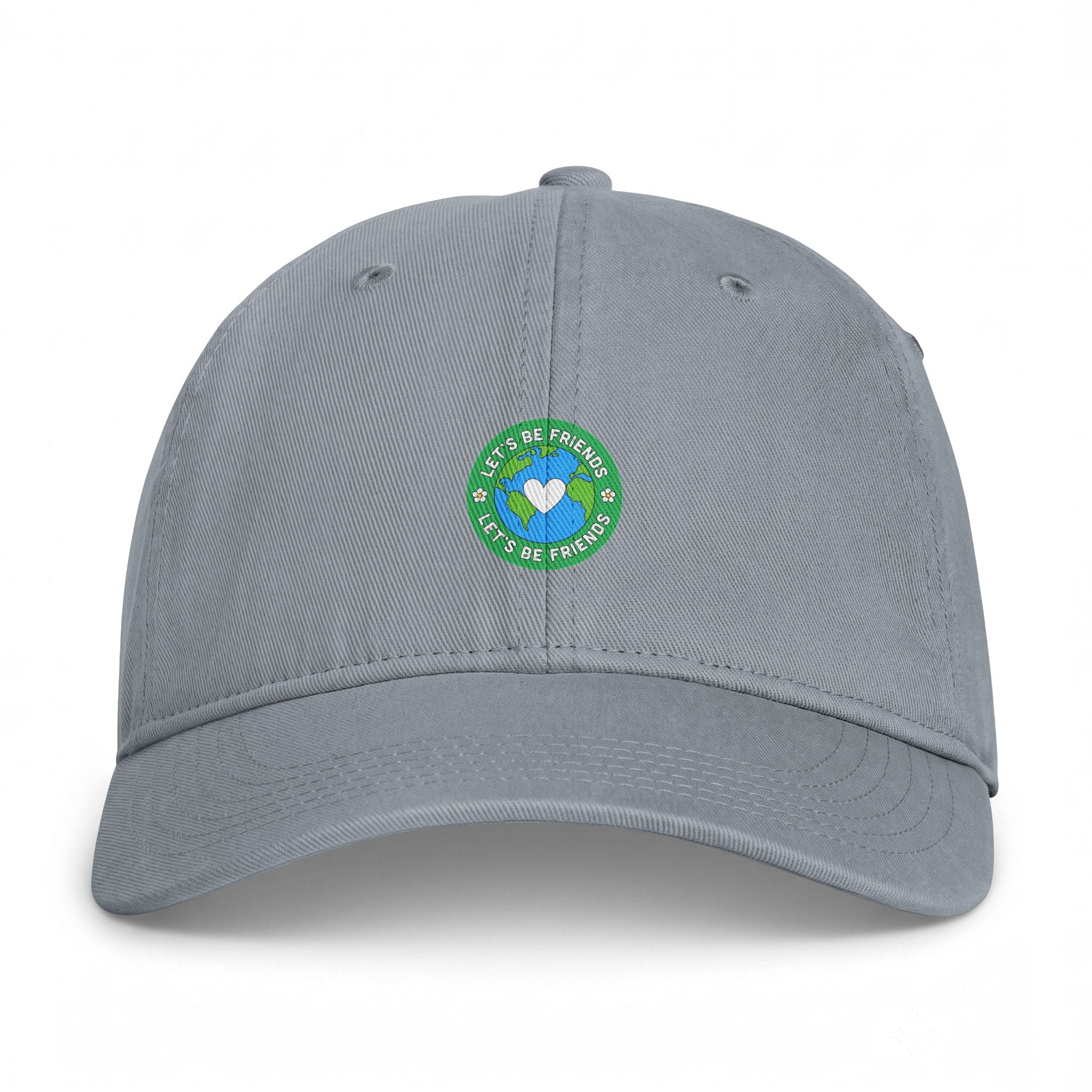 Coastal Washed Cap — Heart Earth Embroidered Hat (Save the Planet)