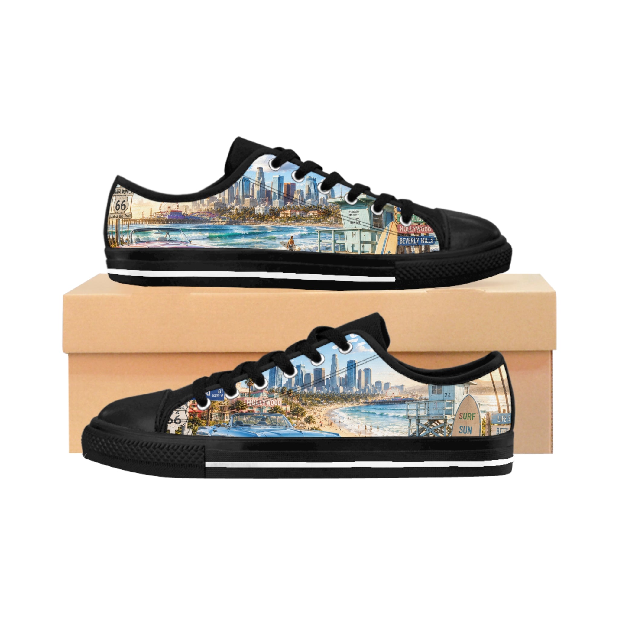 Coastal Cityscape Sneakers | Women's Low Top Canvas Shoes