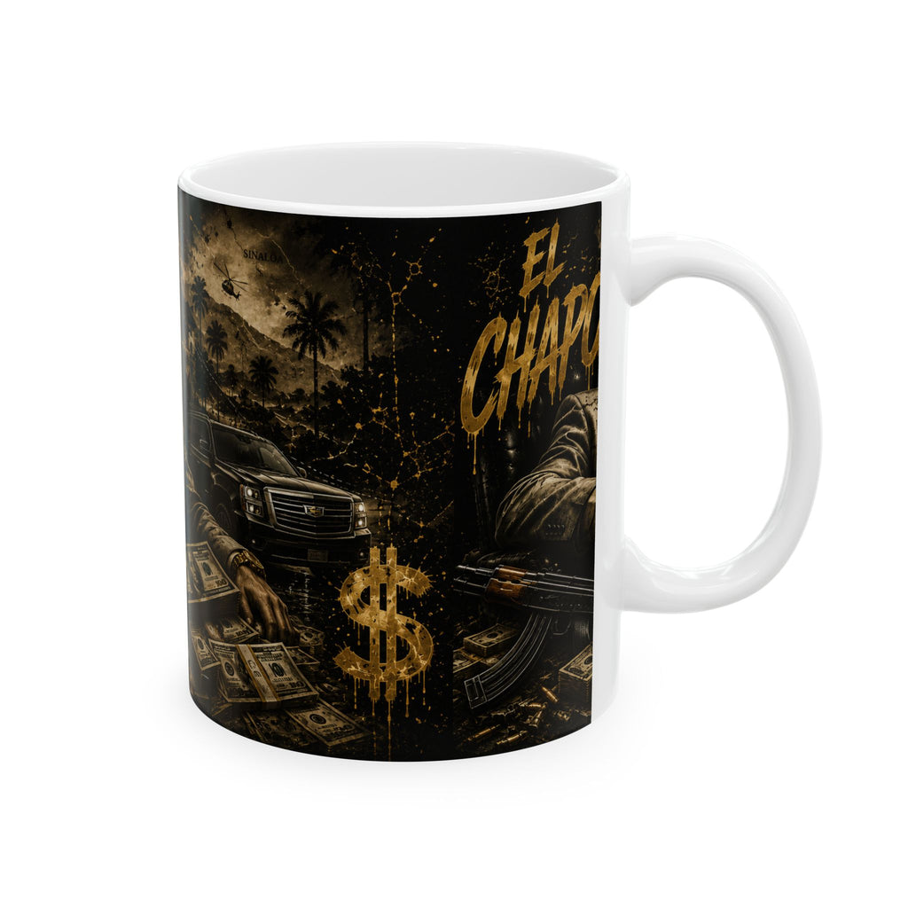 Vintage Crime Boss Illustration Mug | Money Stack Ceramic Mug