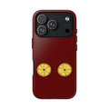Tough Cases: Maroon Phone Case with Yellow Wheel Accent