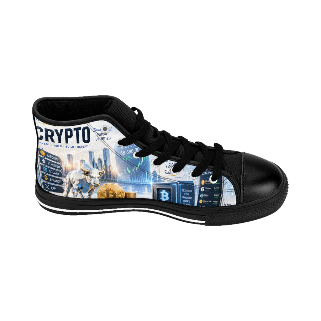 Crypto Market Graphic Sneakers | Cryptocurrency Cityscape High Tops