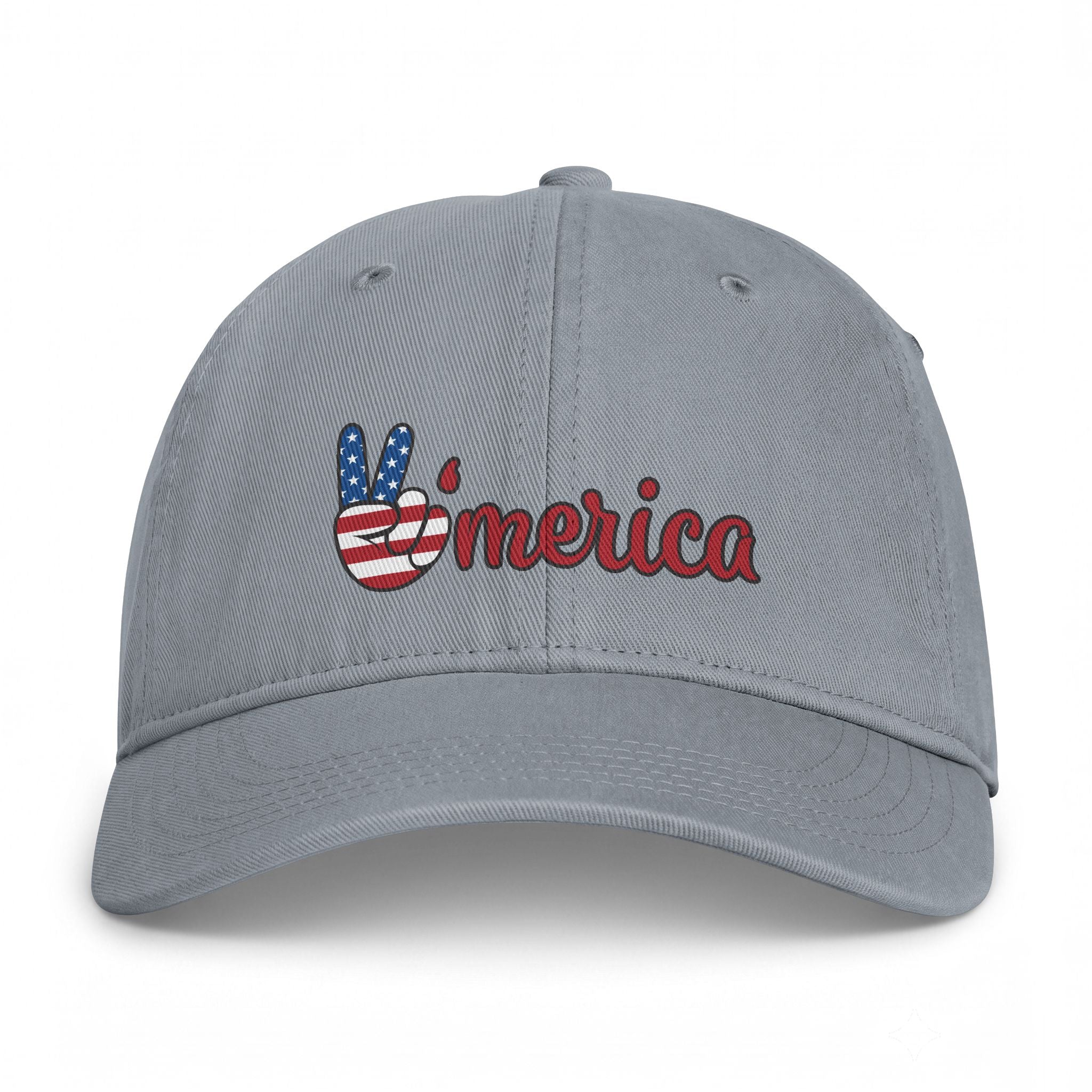 Washed Cap — 'Merica Peace Hand Embroidered USA Flag Dad Hat