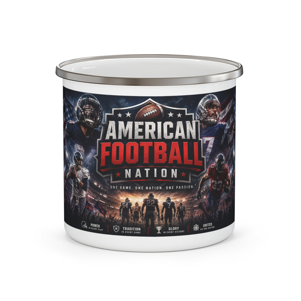 American Football Nation Enamel Camping Mug | Football Players, Helmet Logo