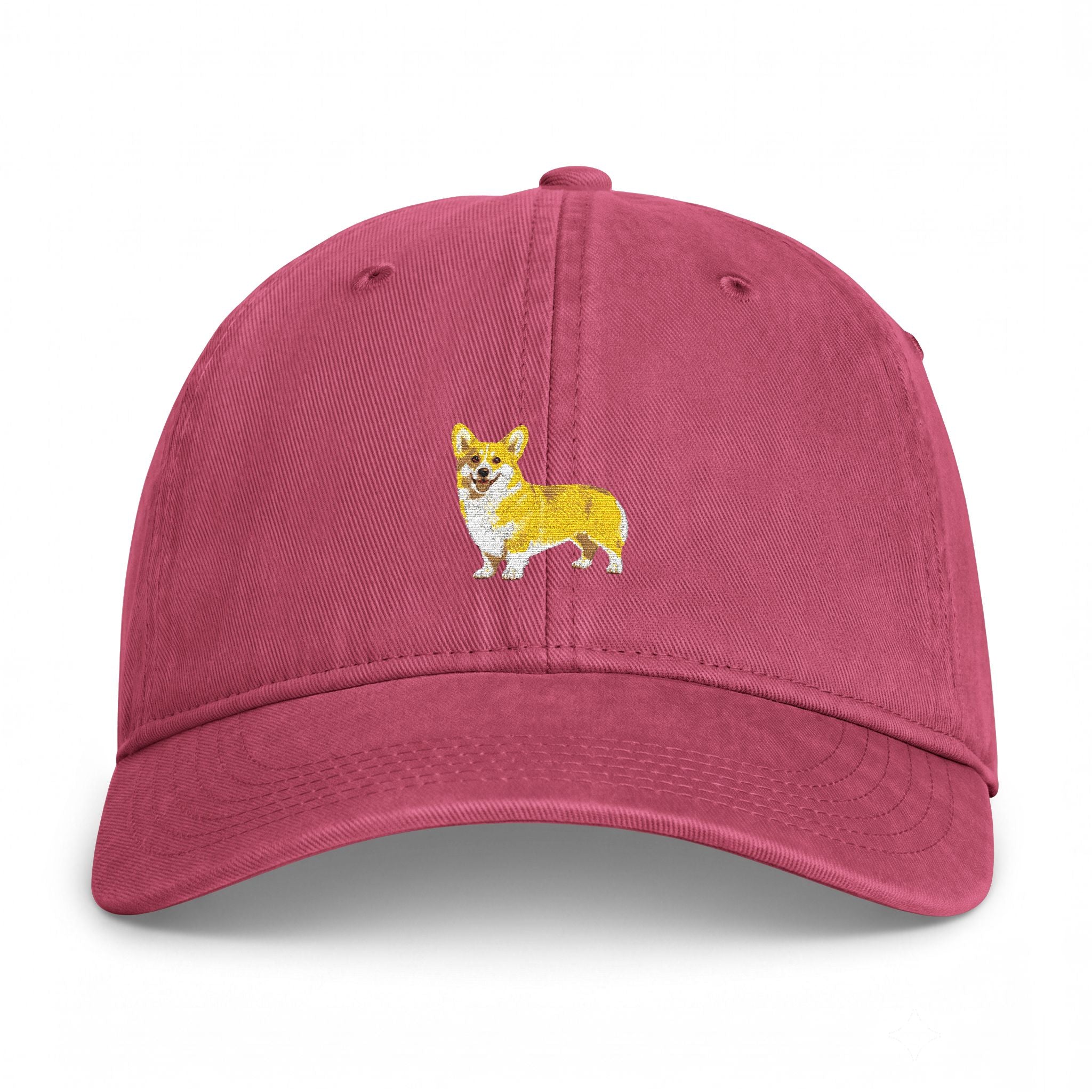 Corgi Embroidered Cap — Coastal Washed Baseball Hat