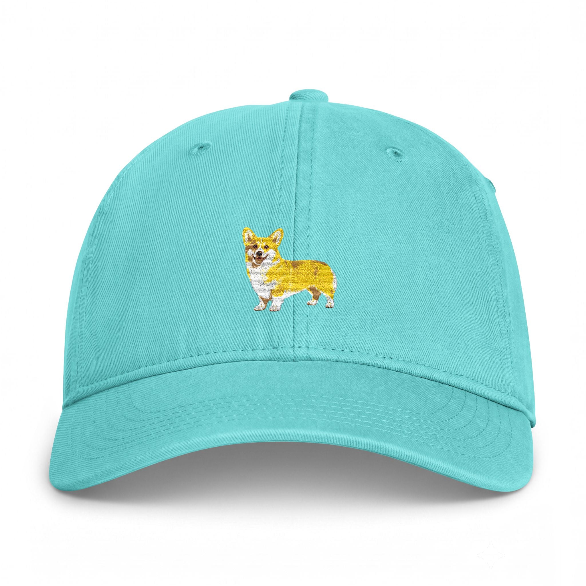Corgi Embroidered Cap — Coastal Washed Baseball Hat