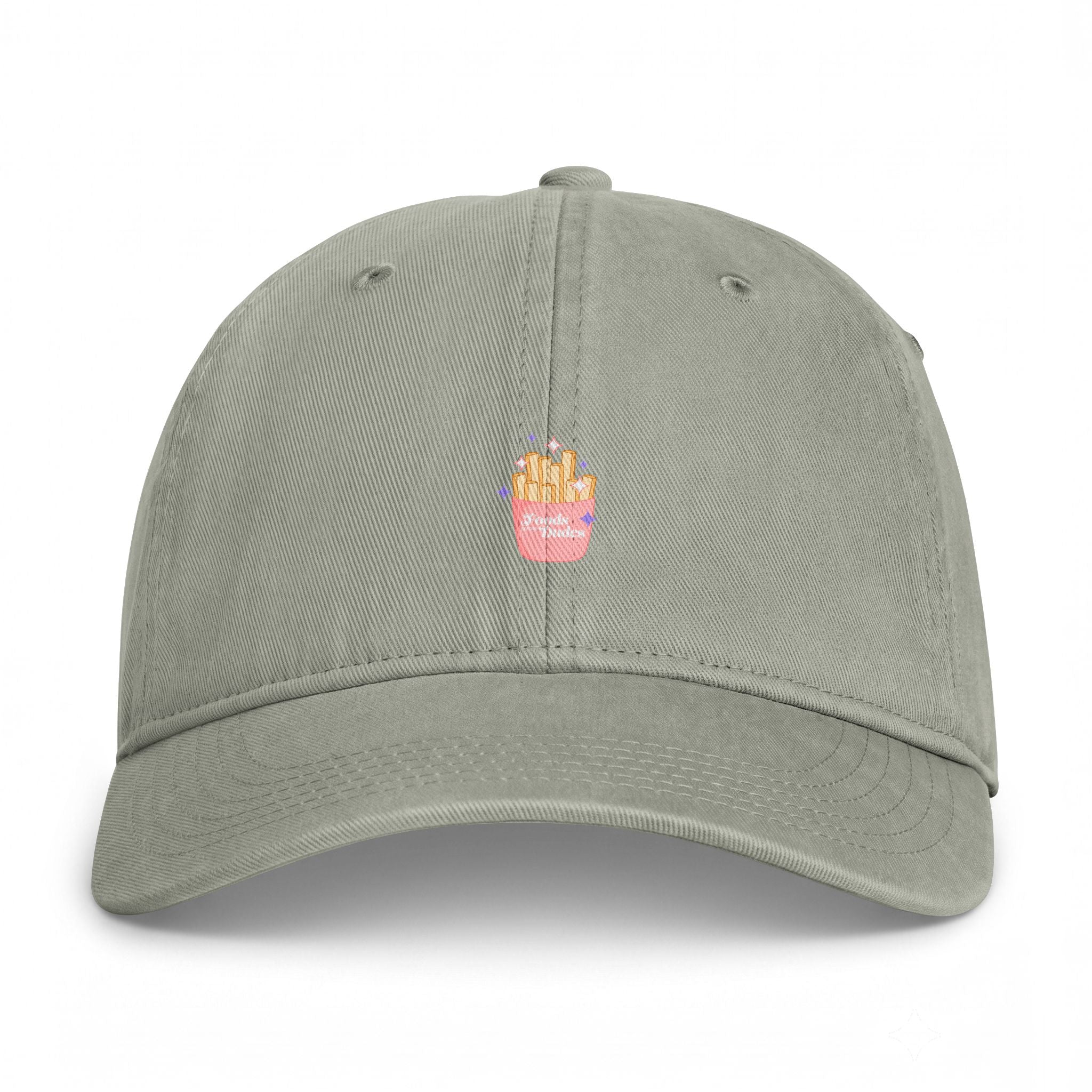 Embroidered Beach Fries Cap — Coastal Washed Dad Hat