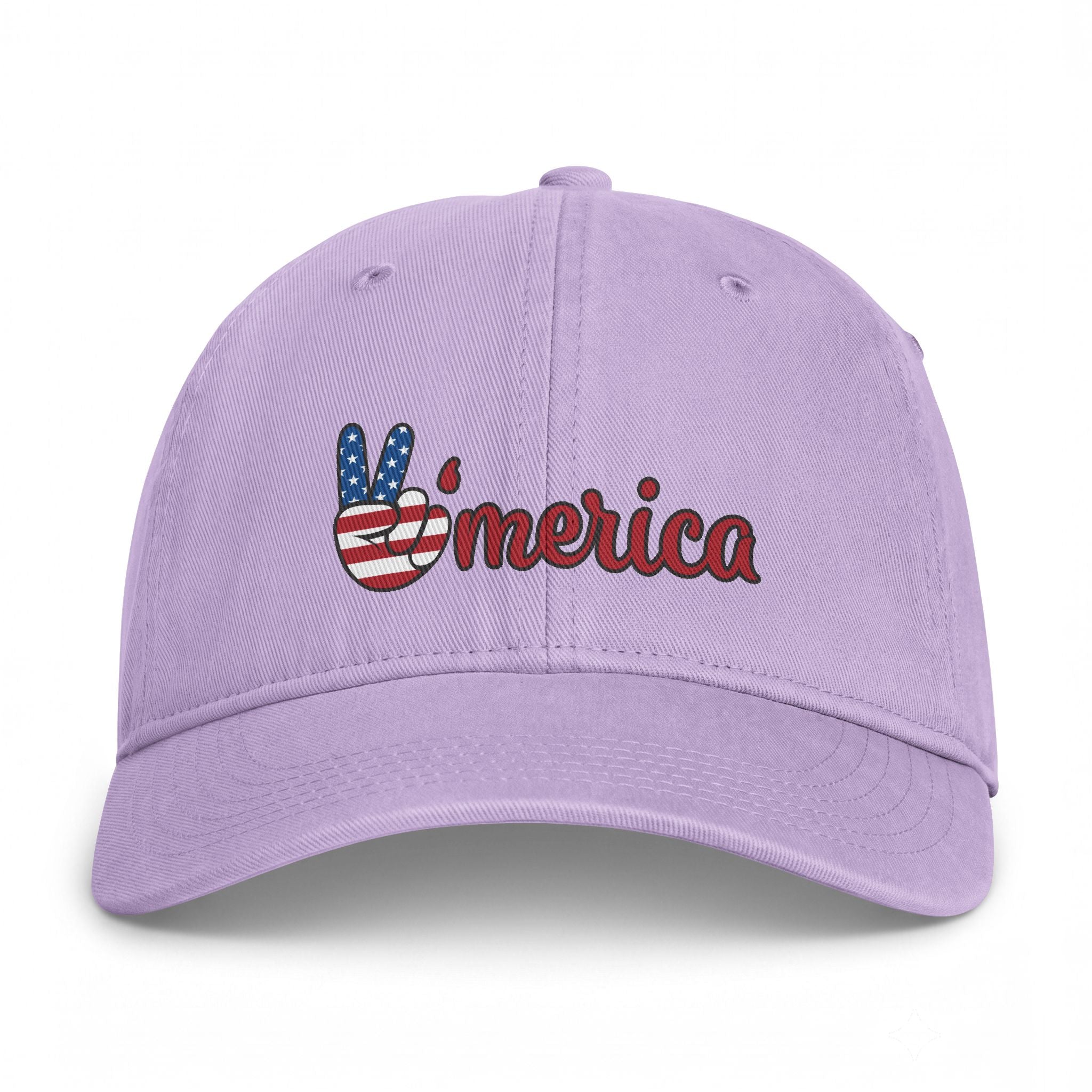Washed Cap — 'Merica Peace Hand Embroidered USA Flag Dad Hat