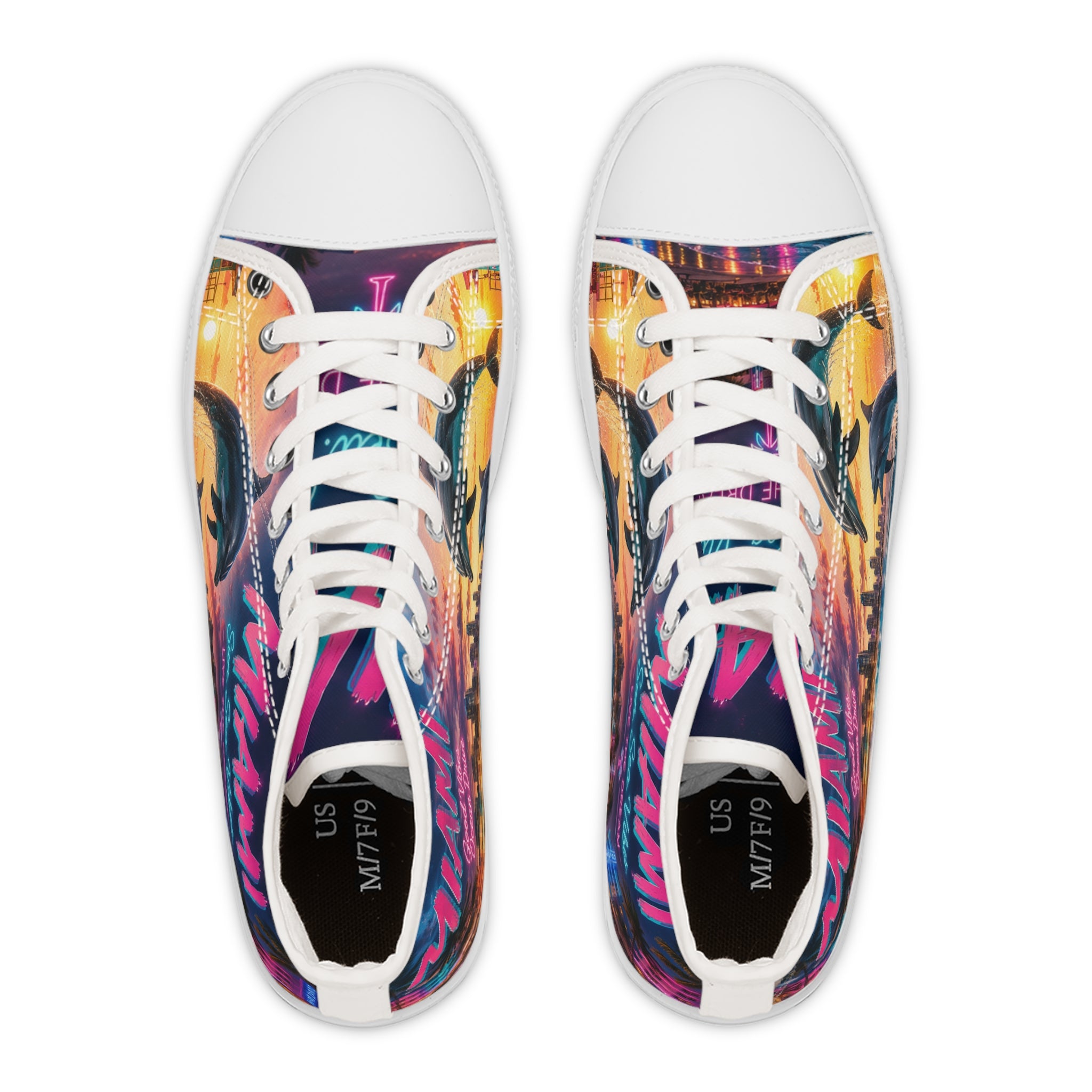Copy of Miami Dolphins Sunset Dolphin Retro Sneakers | High Top Shoes