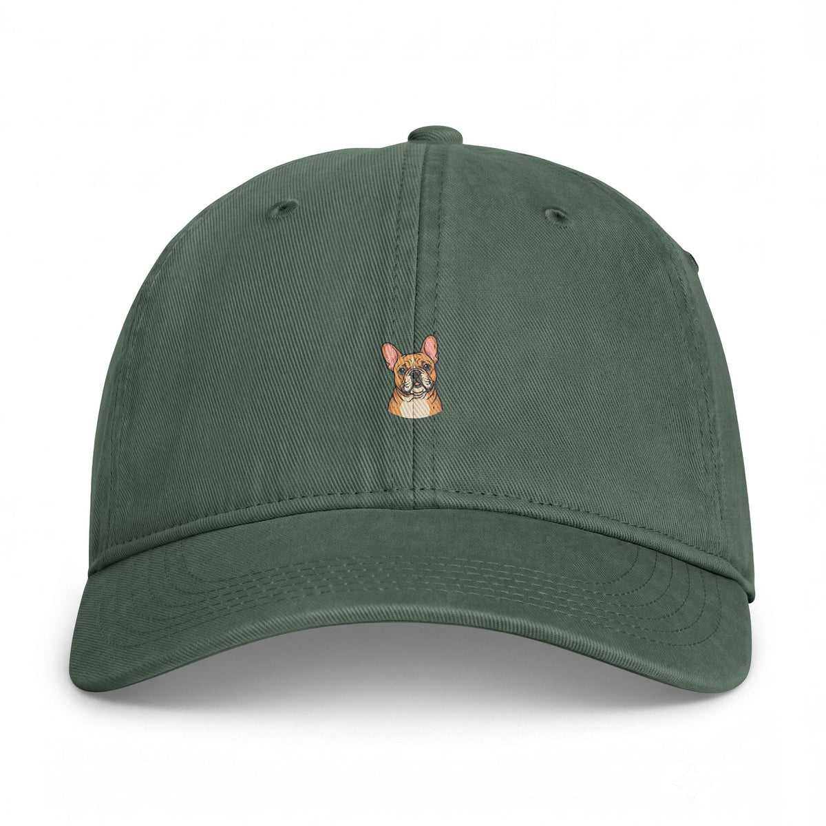 Embroidered French Bulldog Dad Hat — Washed Coastal Cap