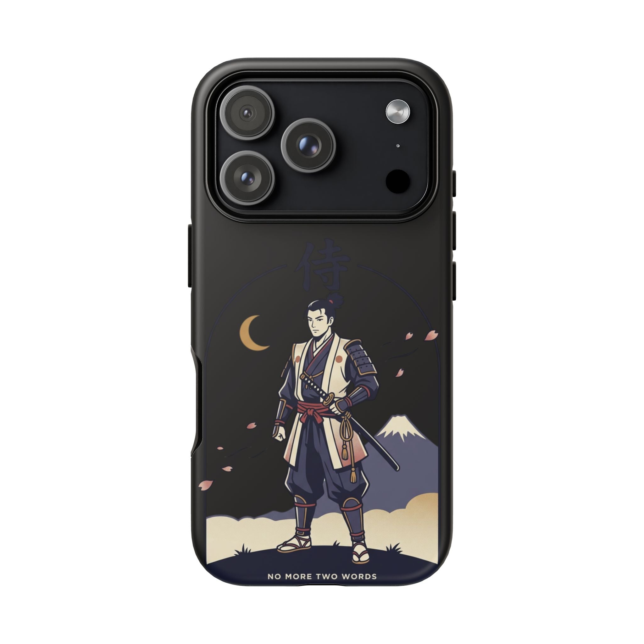 Samurai Mount Fuji Phone Case — 'No More Two-Words' Protective Hard Cover