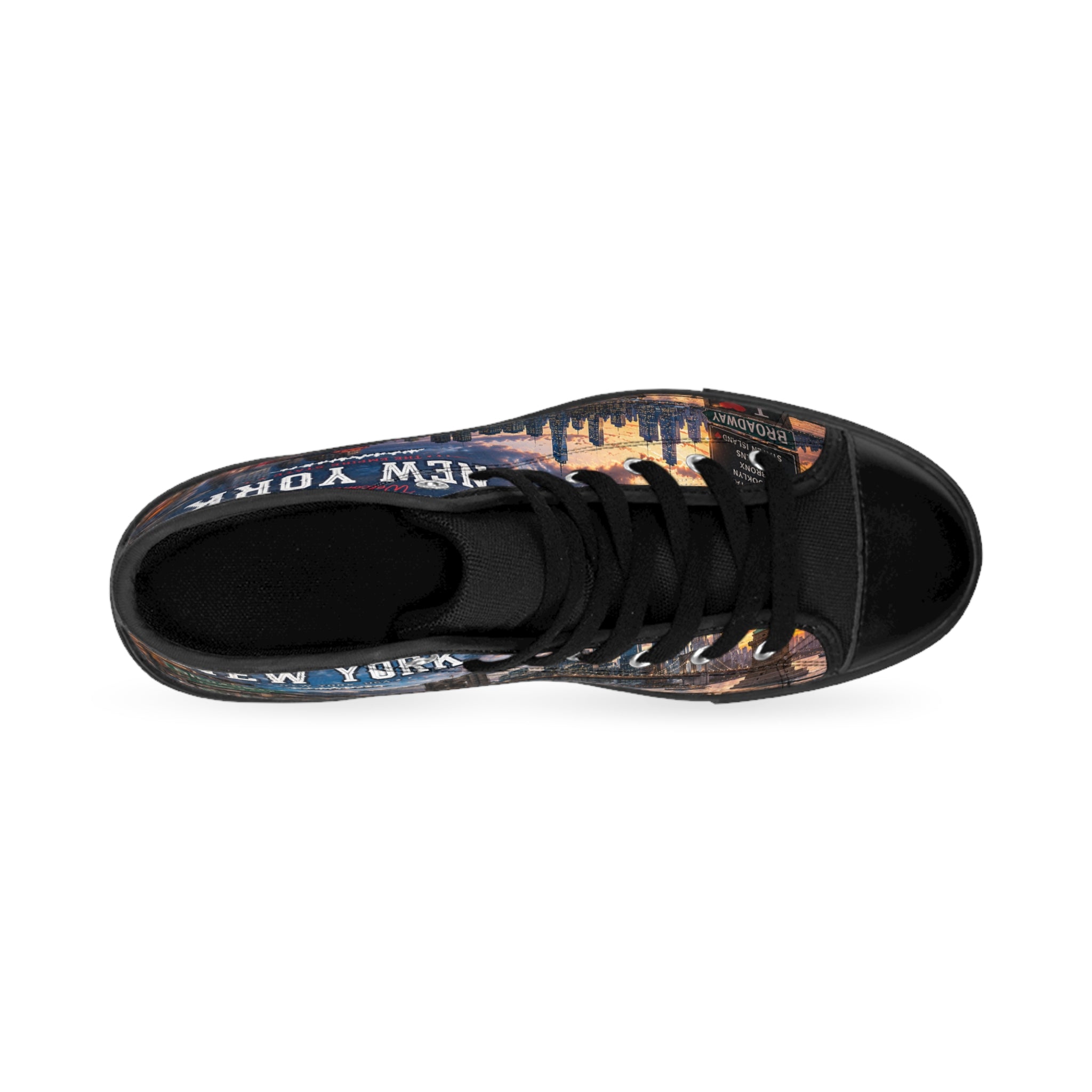 New York City Skyline Sneakers | Brooklyn Bridge Urban Night Street Scene