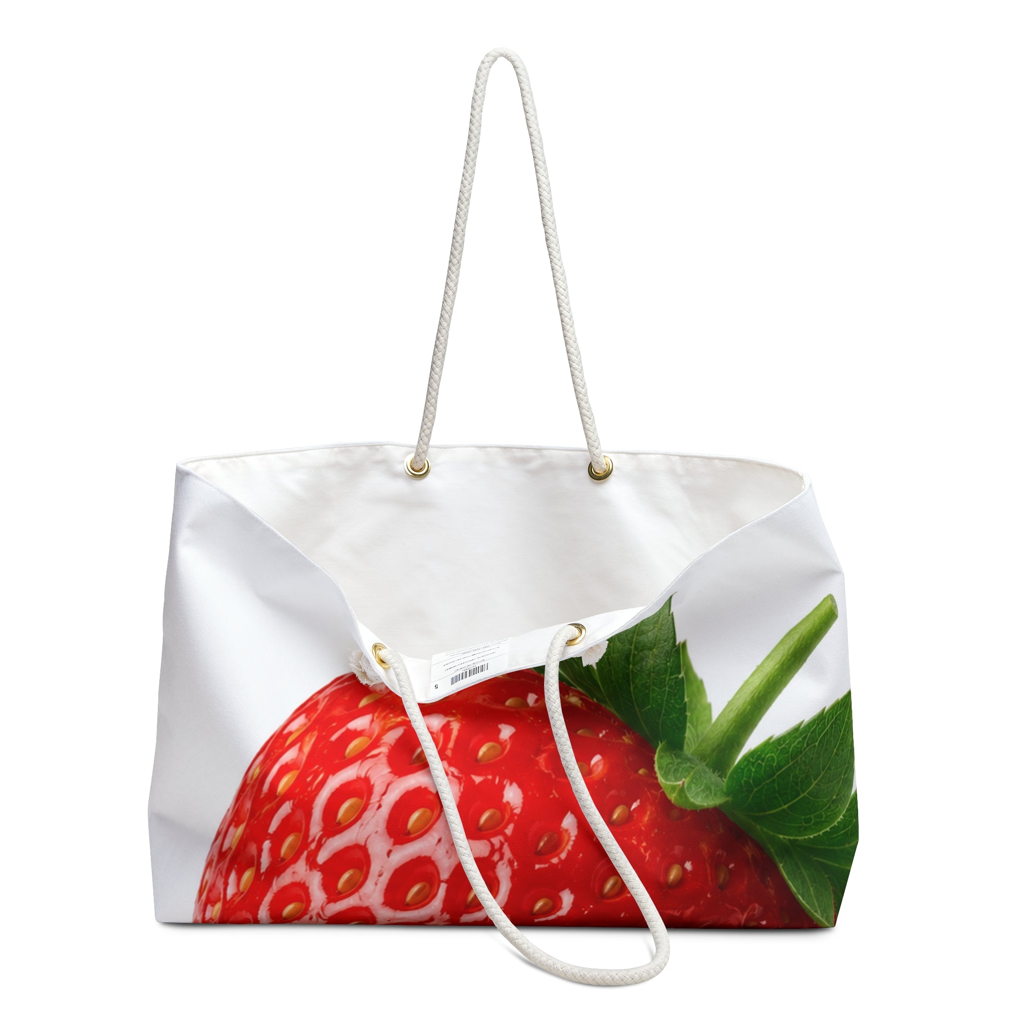 Strawberry Closeup Weekender Bag | Fruit Print Travel Tote