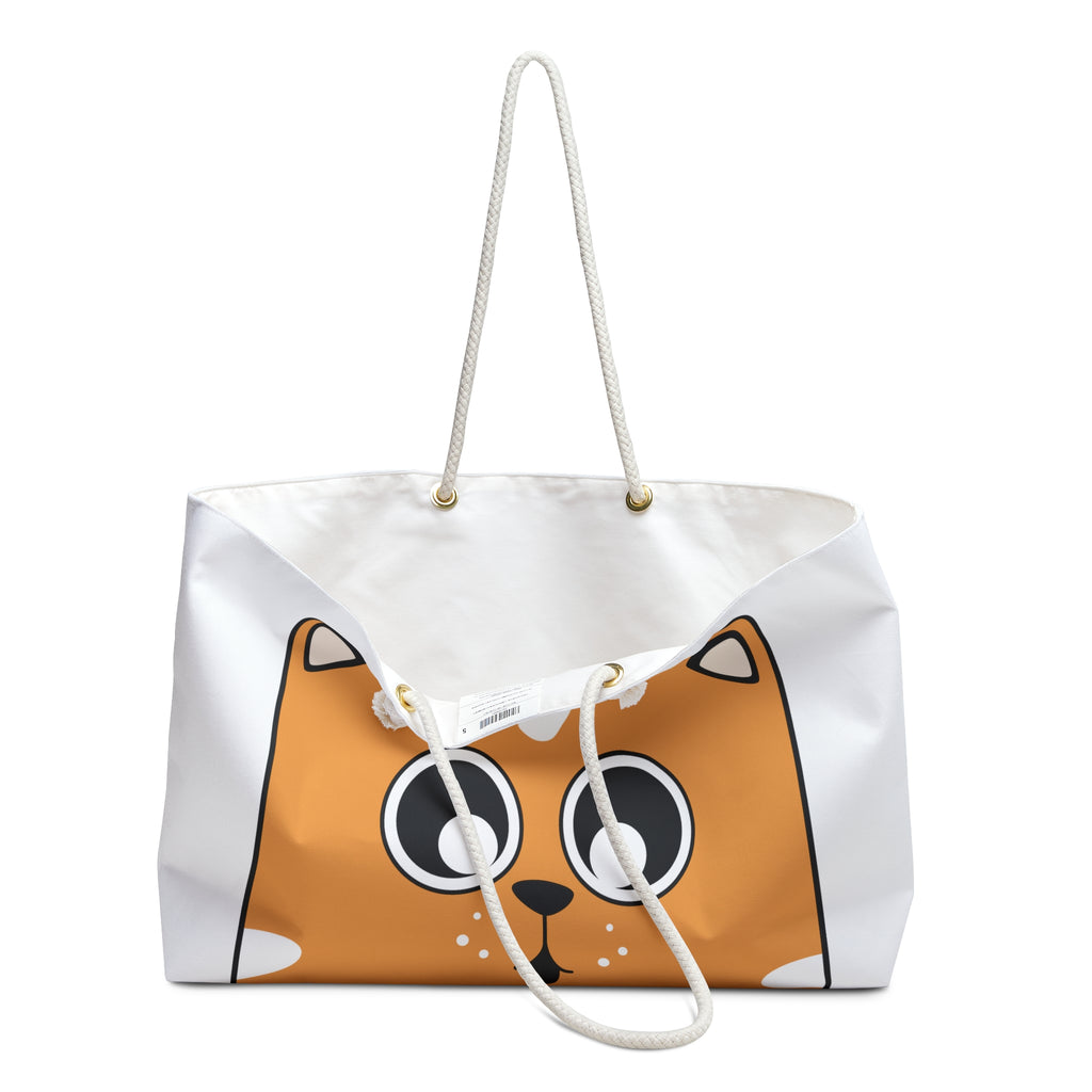 Cute Orange Cat Face Weekender Bag | Cartoon Cat Tote | Travel Beach Bag