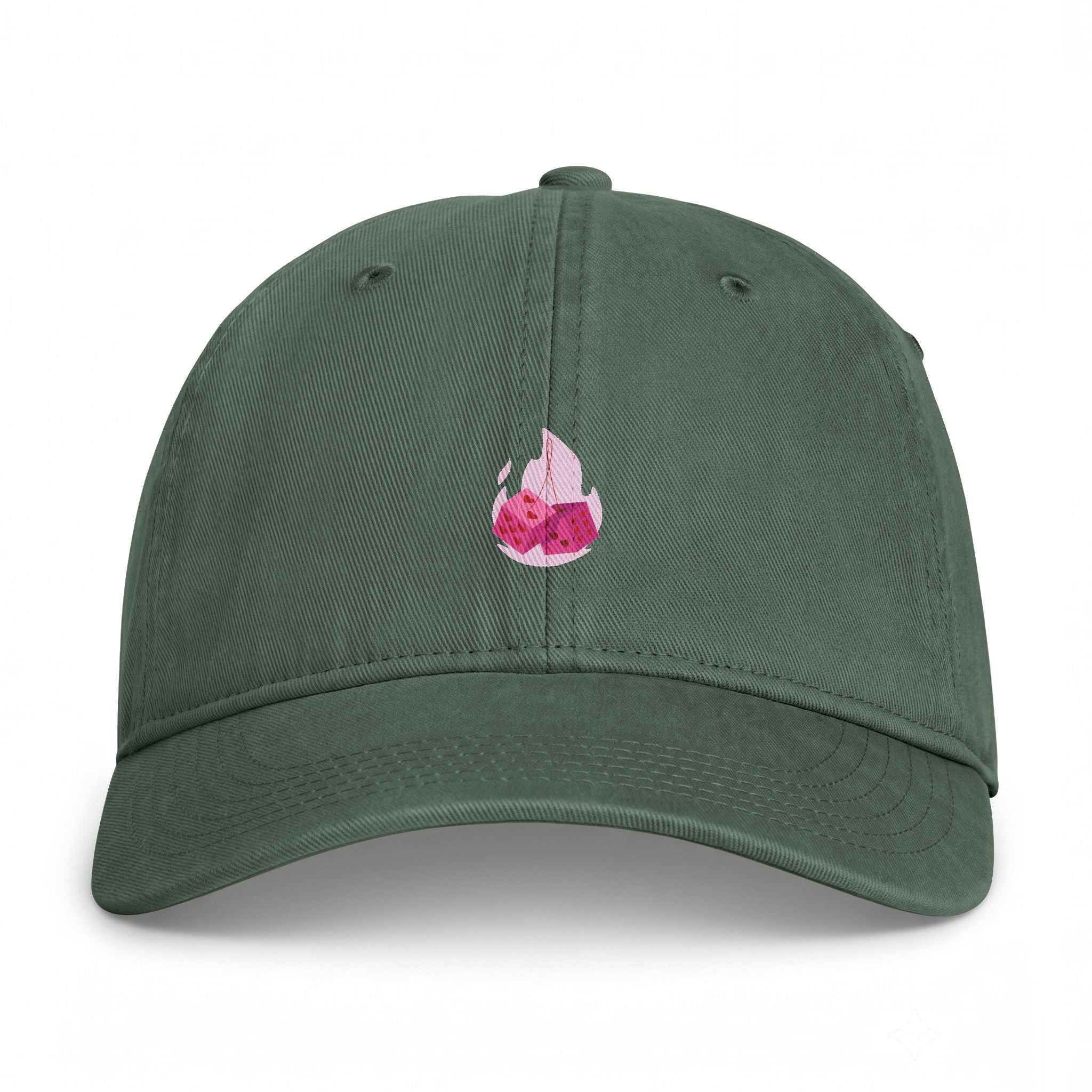Washed Cotton Cap — Coastal Pink Shell Embroidered Hat