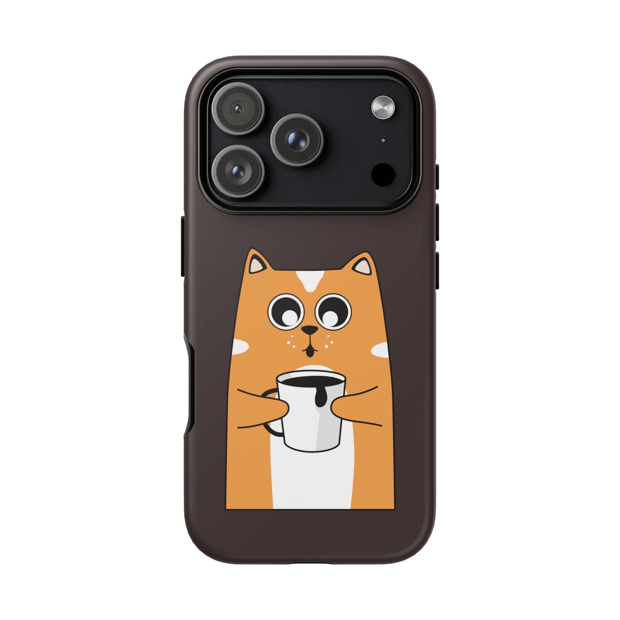 Phone Case — Cute Orange Cat Holding Coffee Illustration