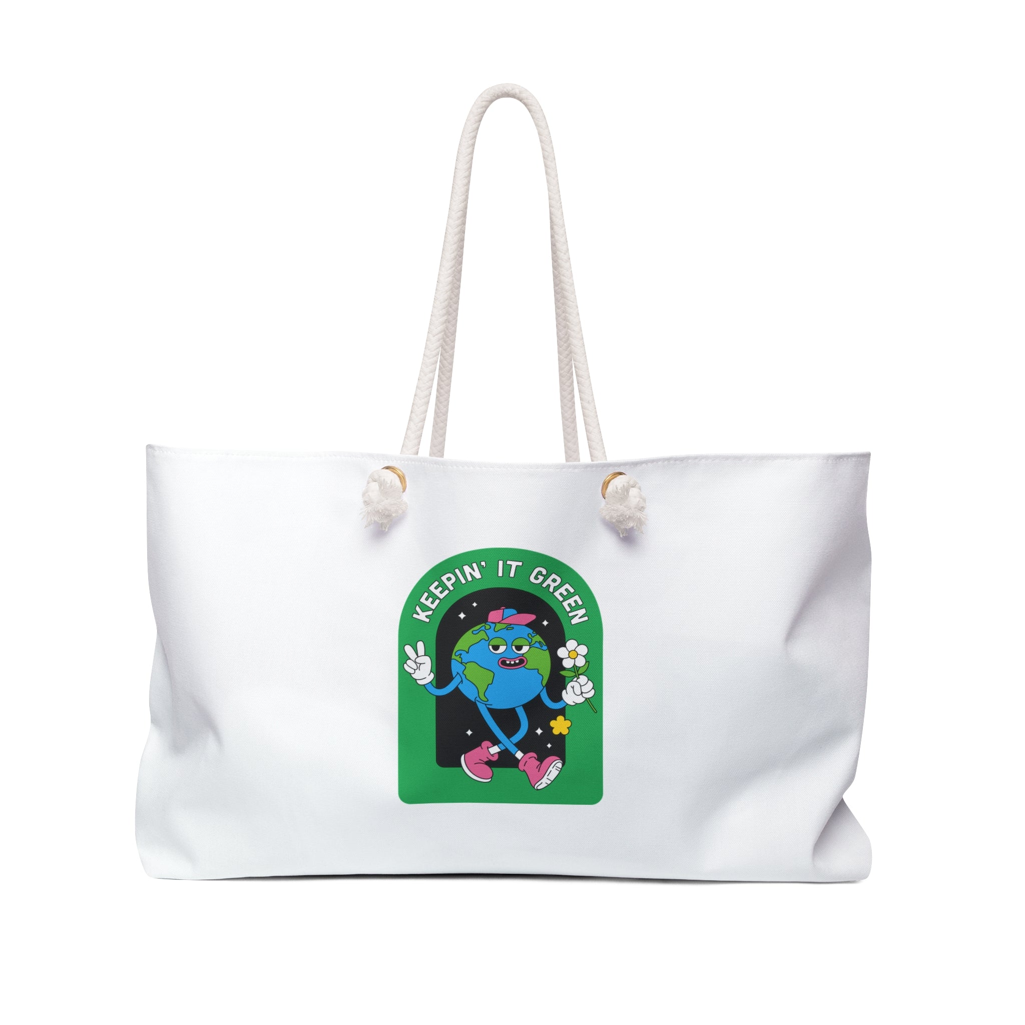Keepin' It Green Earth Character Weekender Bag | Eco Tote, Planet Design