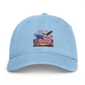 Coastal Flag Dad Hat — Washed Beach Baseball Cap with American Flag Sunset Embroidery