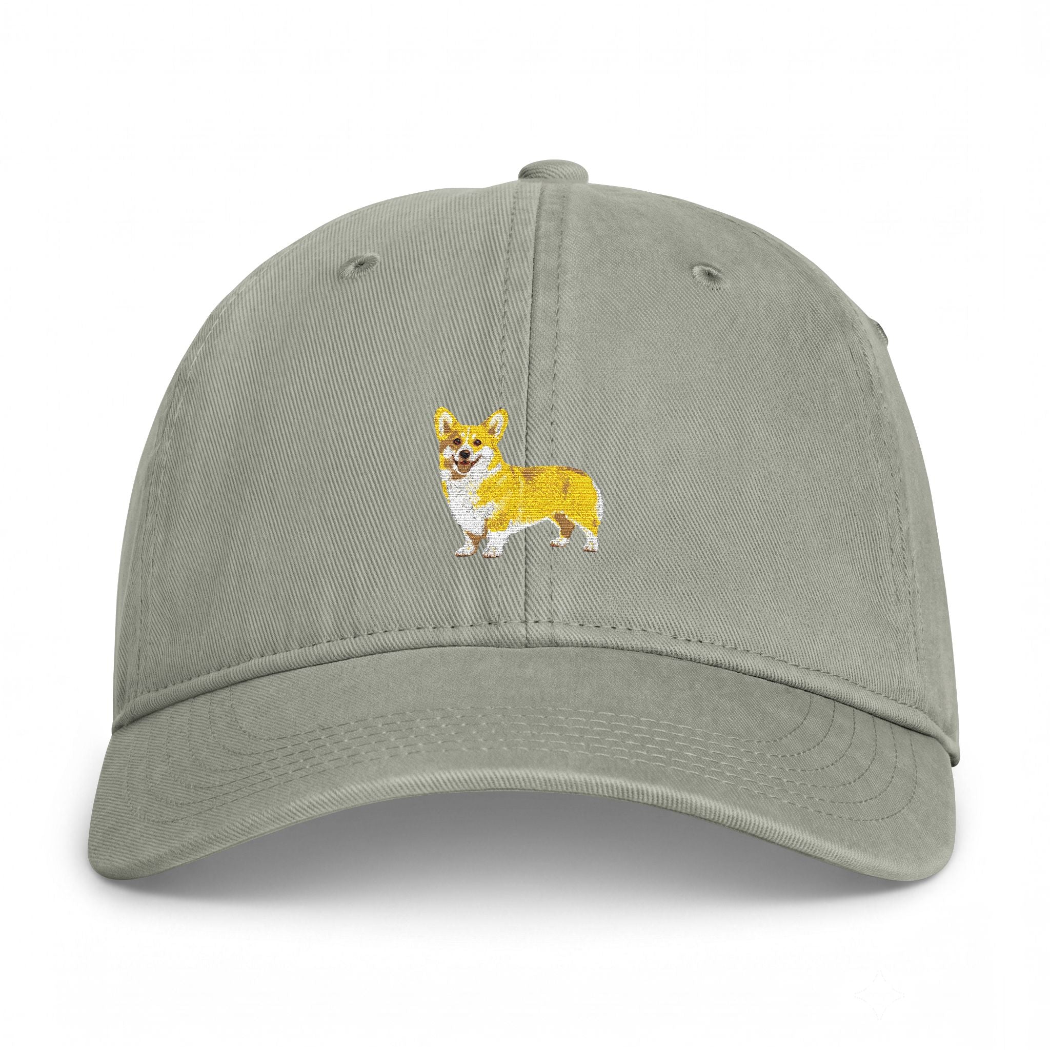 Corgi Embroidered Cap — Coastal Washed Baseball Hat
