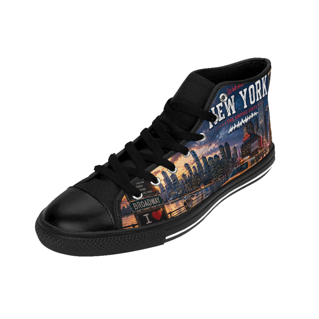 New York City Skyline Sneakers | Brooklyn Bridge Urban Night Street Scene