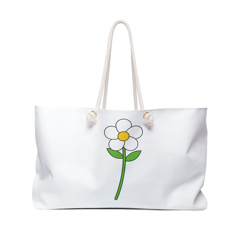 Simple Daisy Illustration Weekender Bag | Floral Tote, Beach Bag