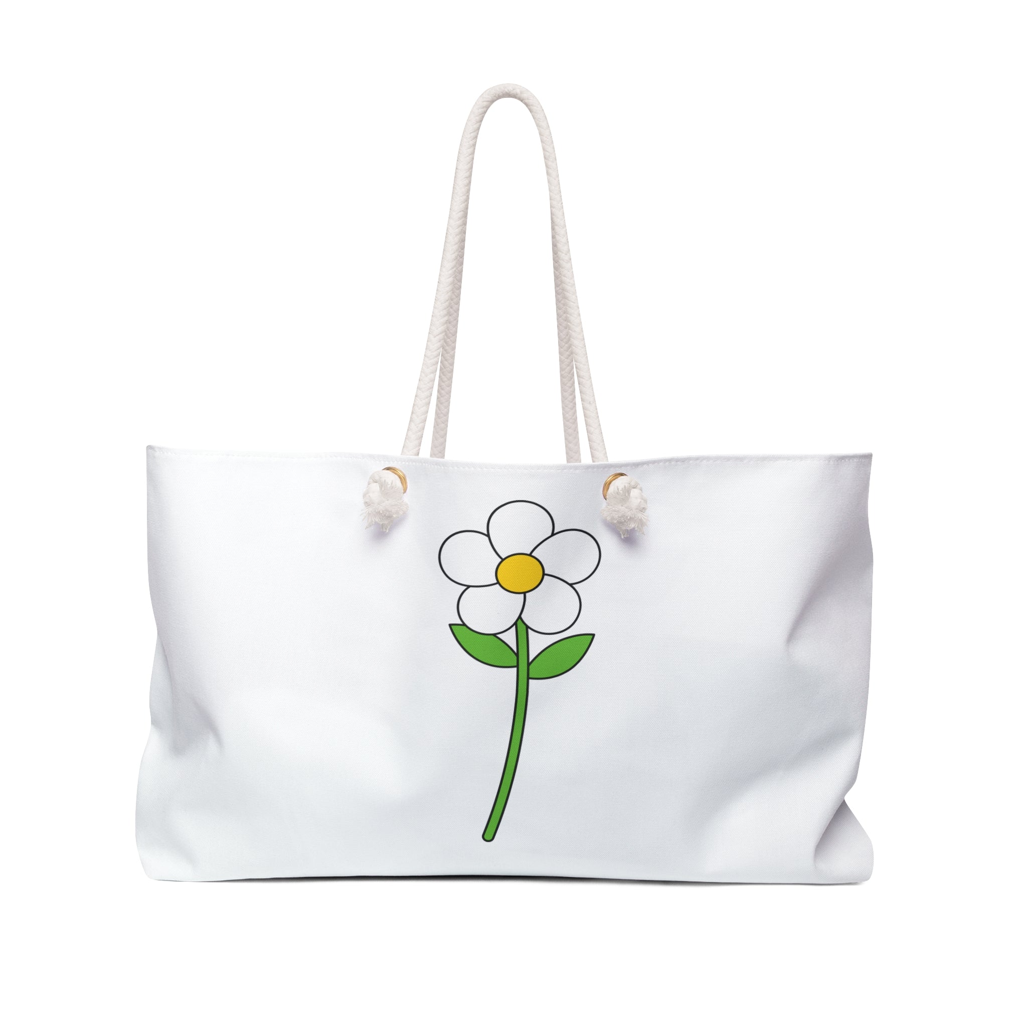 Simple Daisy Illustration Weekender Bag | Floral Tote, Beach Bag