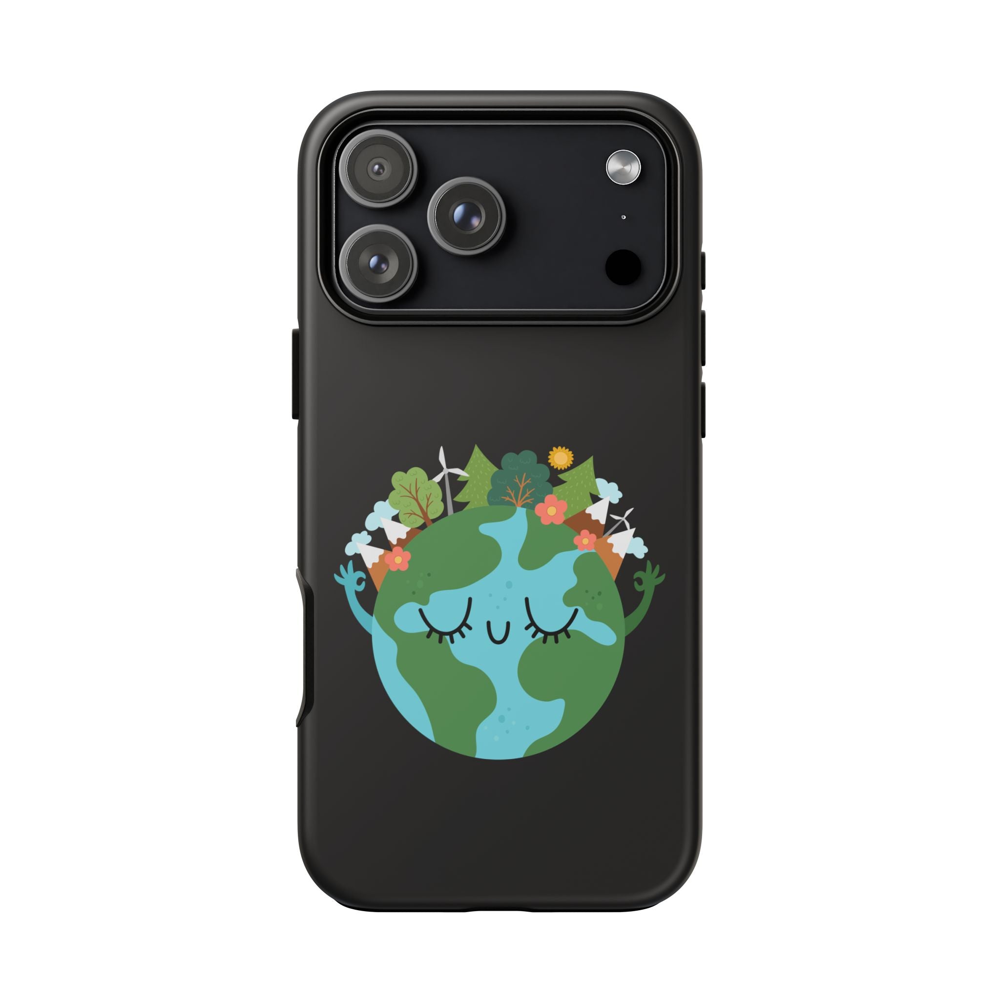 Cute Earth Illustration Phone Case — Eco-Friendly 'Love Your Planet' Protective Cover