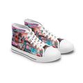Miami Retro Beach Scene Women's High Top Sneakers | Palm Trees Neon Sunset