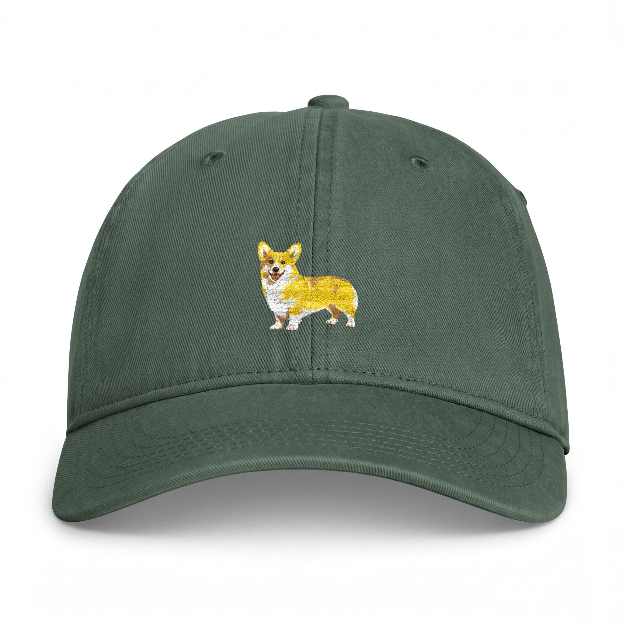 Corgi Embroidered Cap — Coastal Washed Baseball Hat