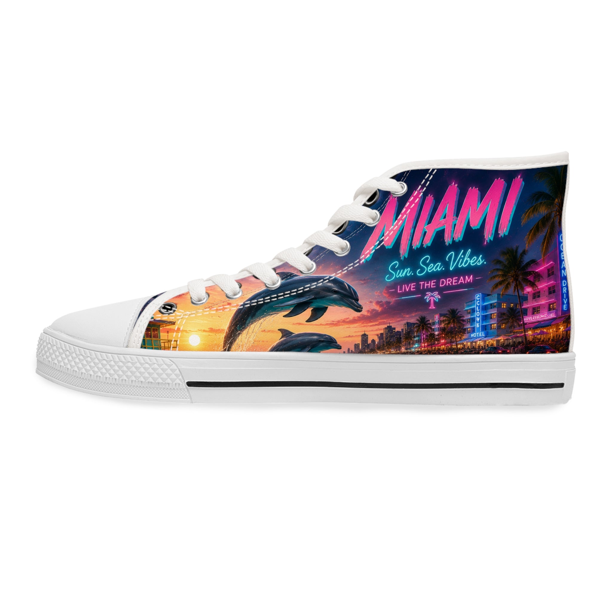 Copy of Miami Dolphins Sunset Dolphin Retro Sneakers | High Top Shoes