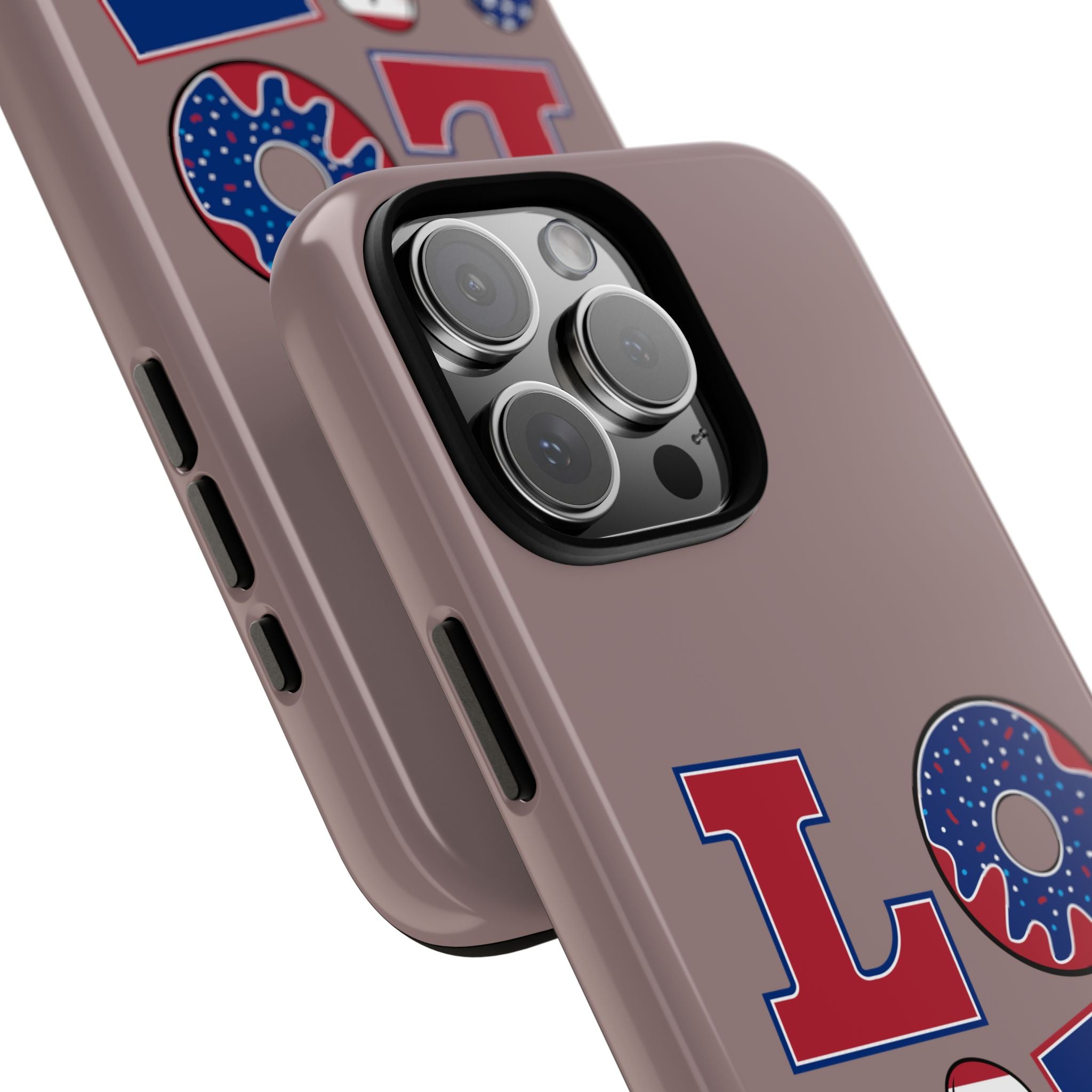 Patriotic LOVE Phone Case – American Flag Heart & Donut Design, 4th of July iPhone Cover