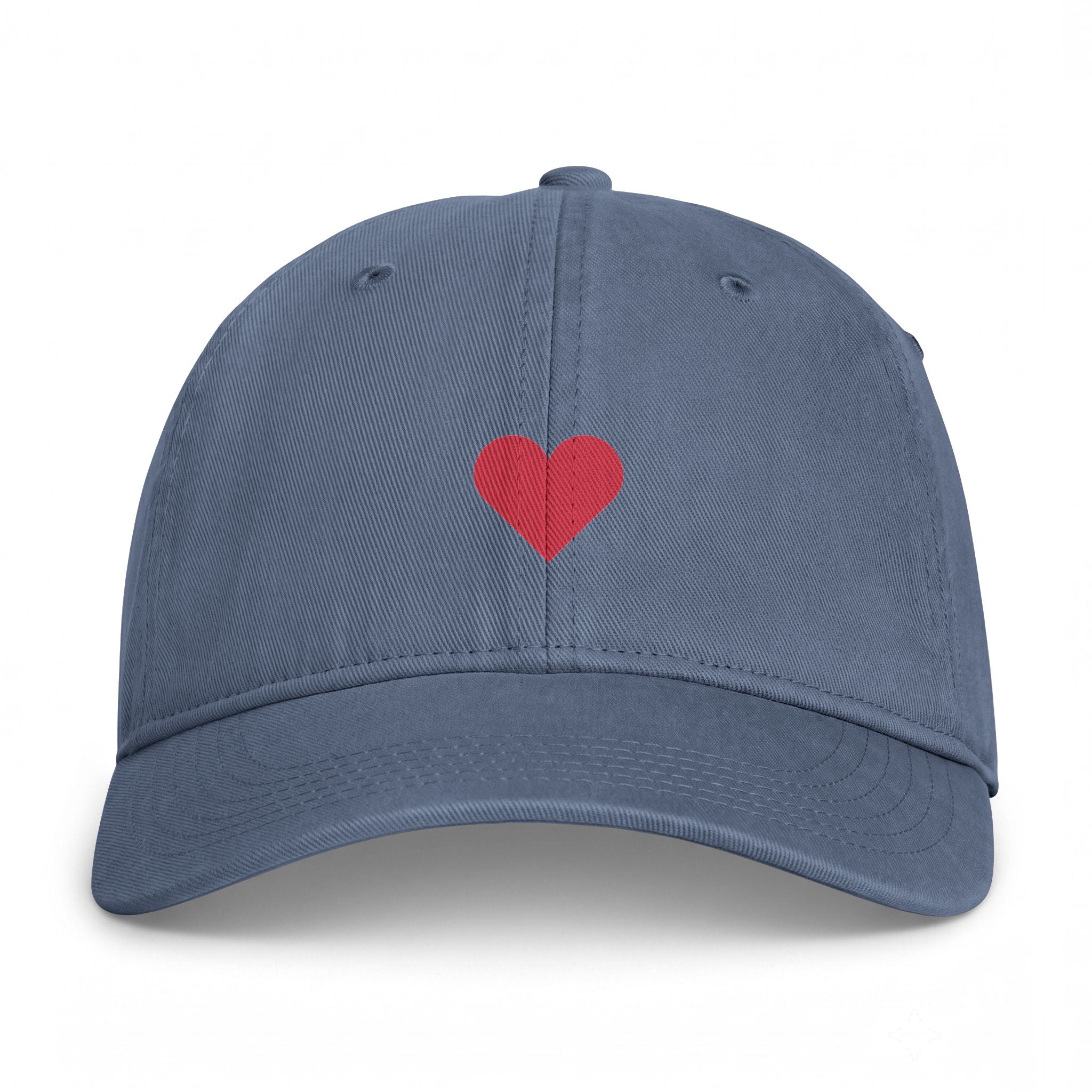Embroidered Red Heart Cap — Washed Coastal Dad Hat