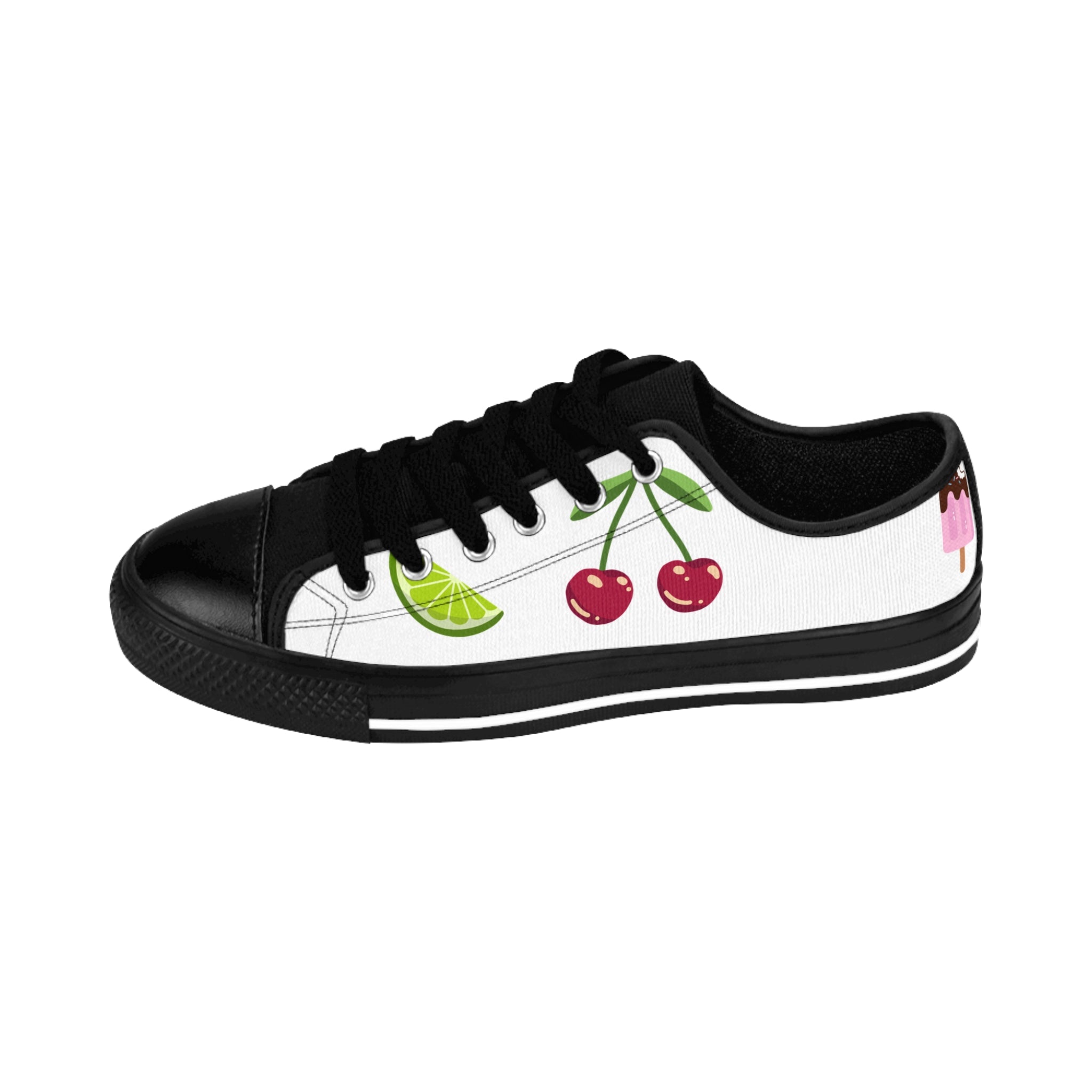 Cherry Lime Pattern Sneakers | Women's Low Top Canvas Shoes