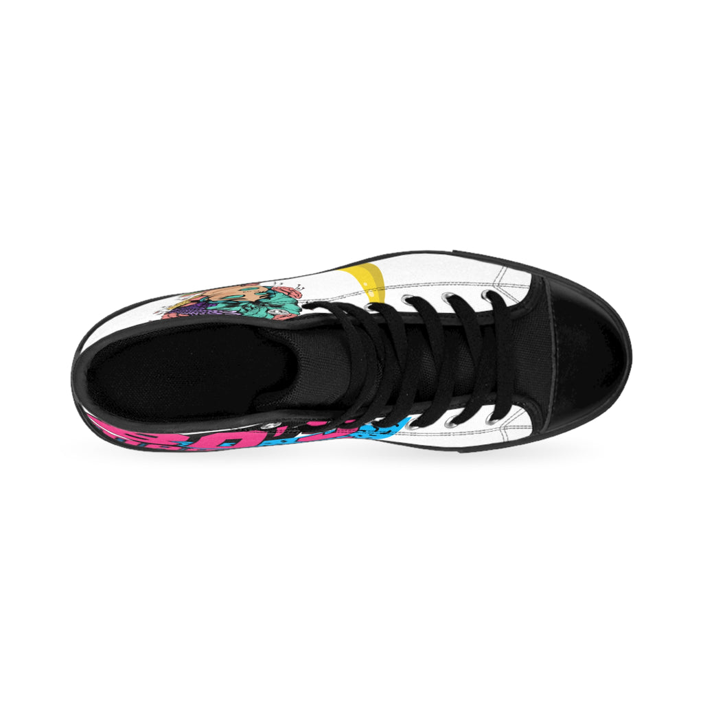 Floral Portrait Art Sneakers | High-Top Canvas Shoes, Retro Pop Graphics