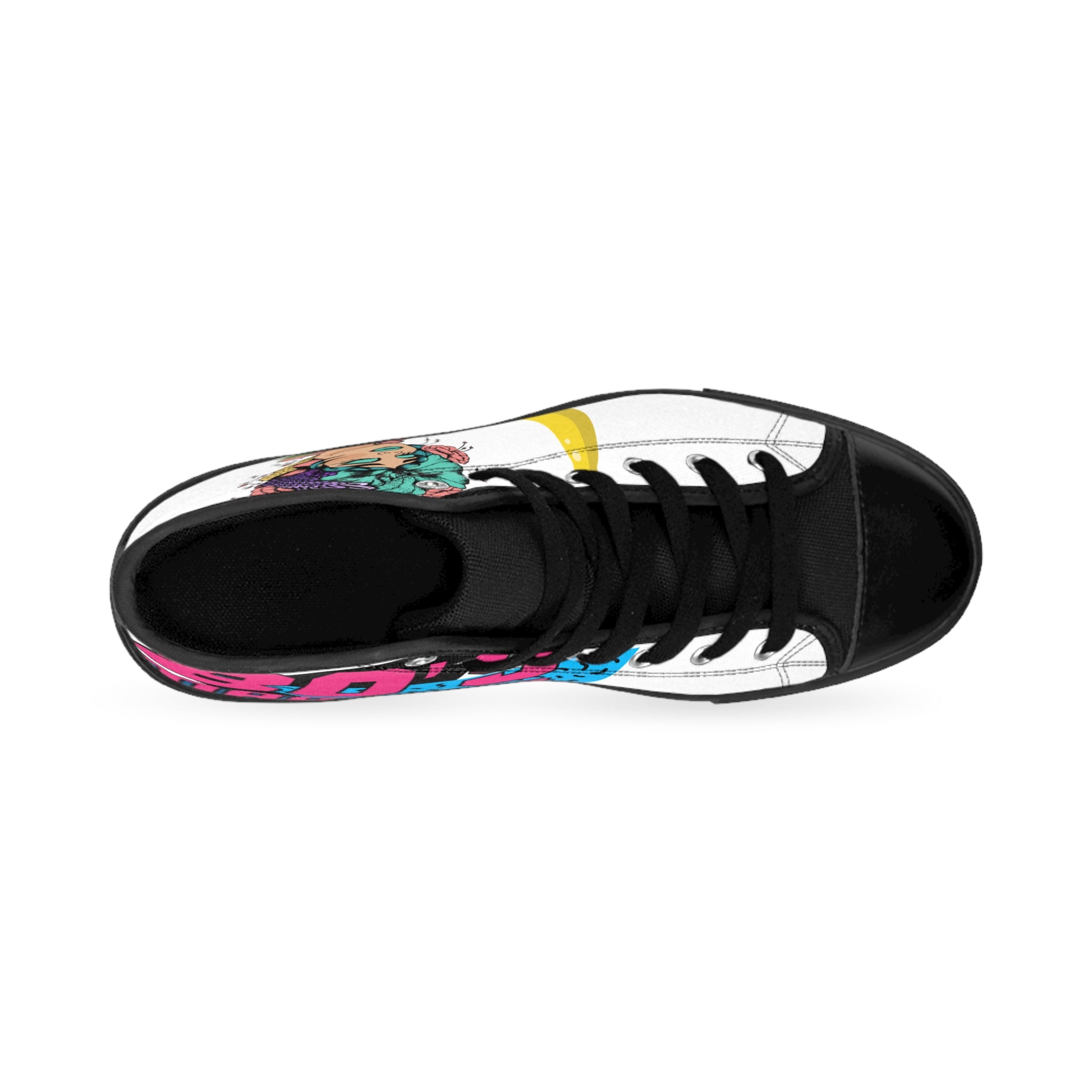 Floral Portrait Art Sneakers | High-Top Canvas Shoes, Retro Pop Graphics
