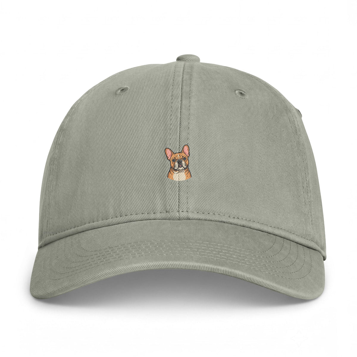 Embroidered French Bulldog Dad Hat — Washed Coastal Cap
