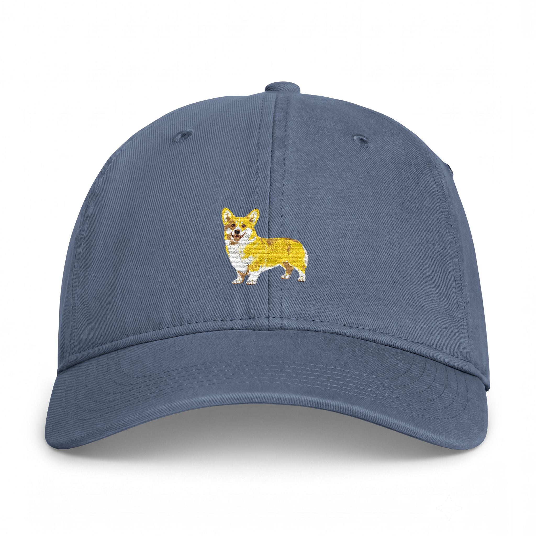 Corgi Embroidered Cap — Coastal Washed Baseball Hat