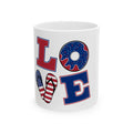 Patriotic LOVE mug | Ceramic Coffee Mug, American Flag Donut Flip-Flop Design
