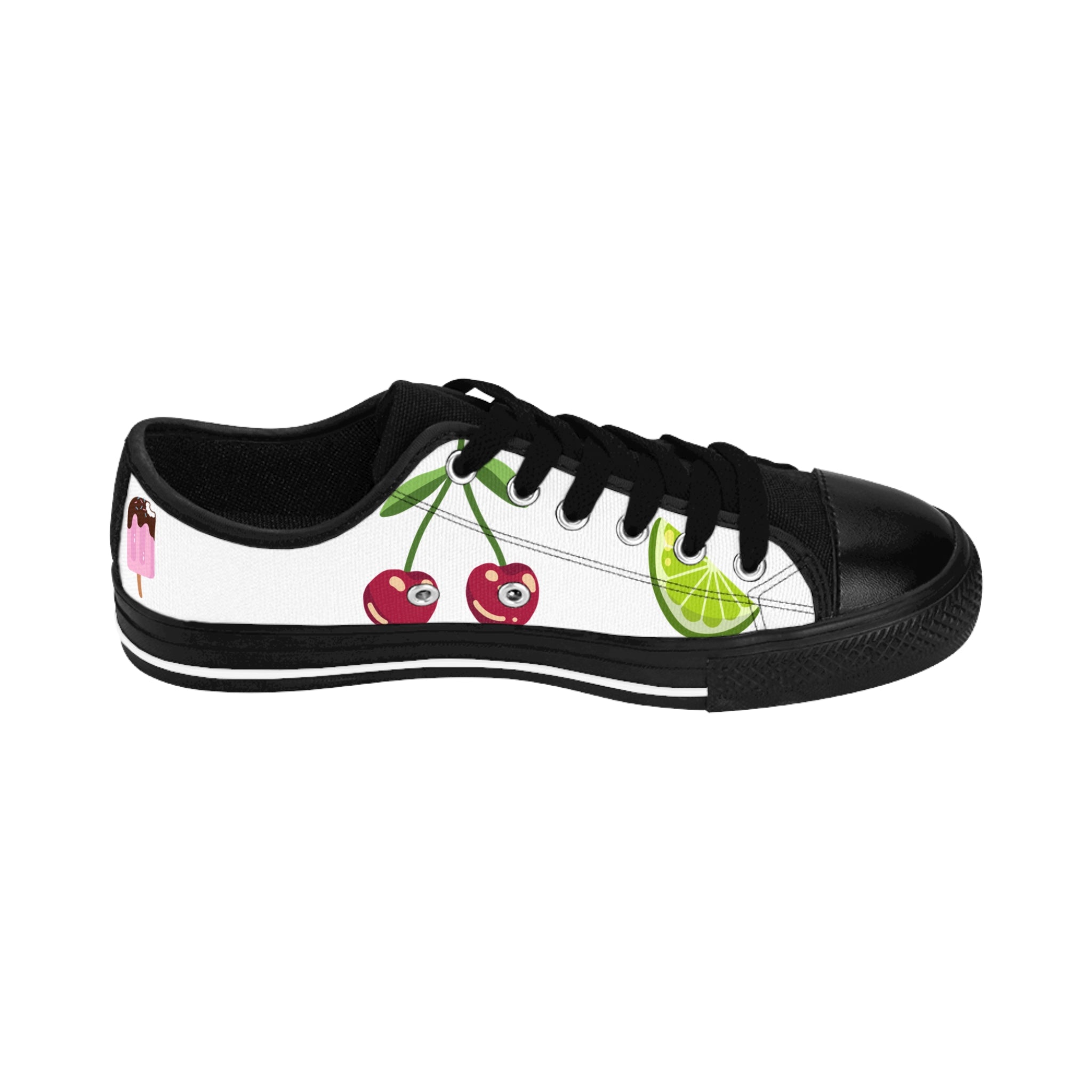 Cherry Lime Pattern Sneakers | Women's Low Top Canvas Shoes