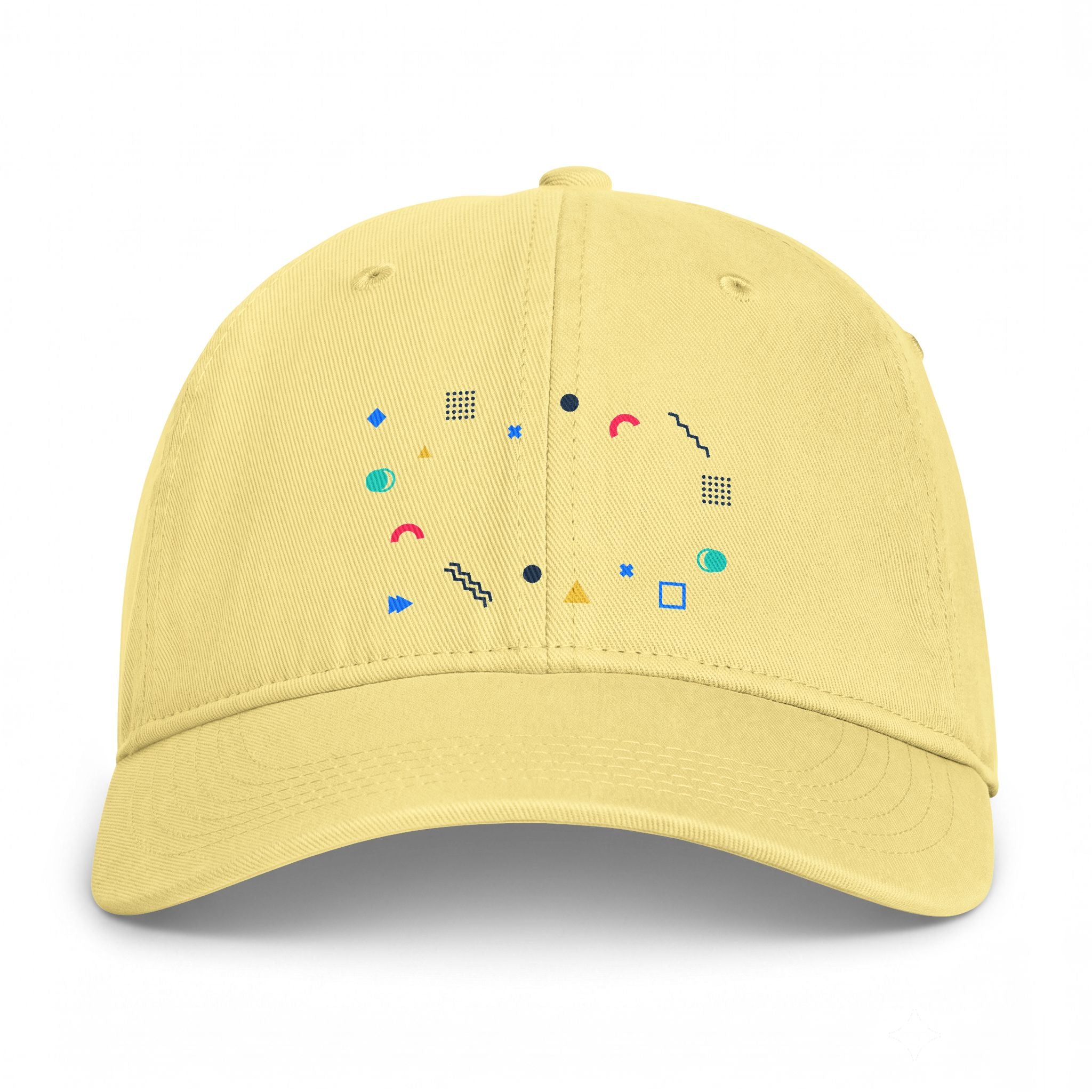 Coastal Geo Cap — Washed Dad Hat with Colorful Nautical Shapes