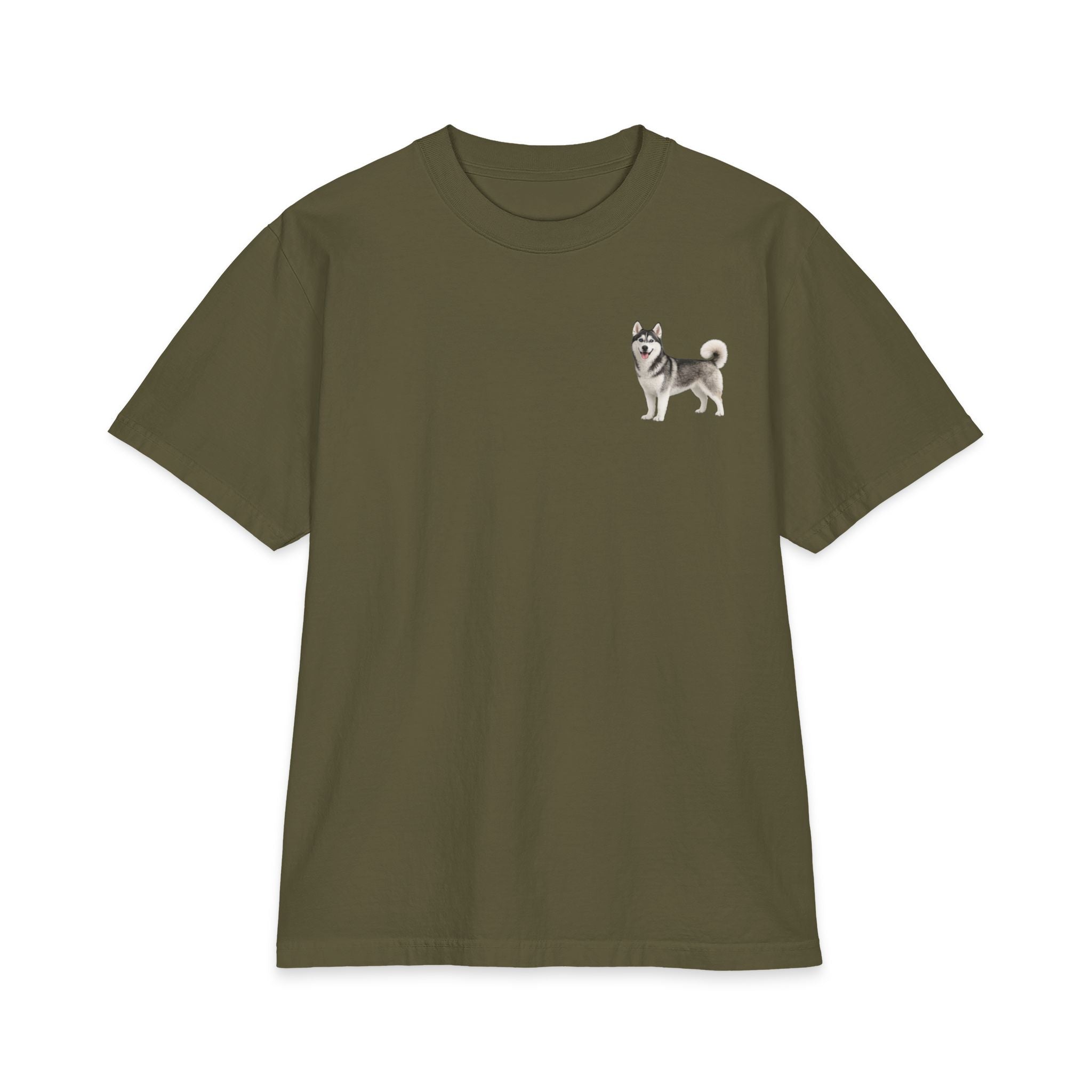 Siberian Husky Illustration T-Shirt | Small Chest Print, Dog Lover Tee