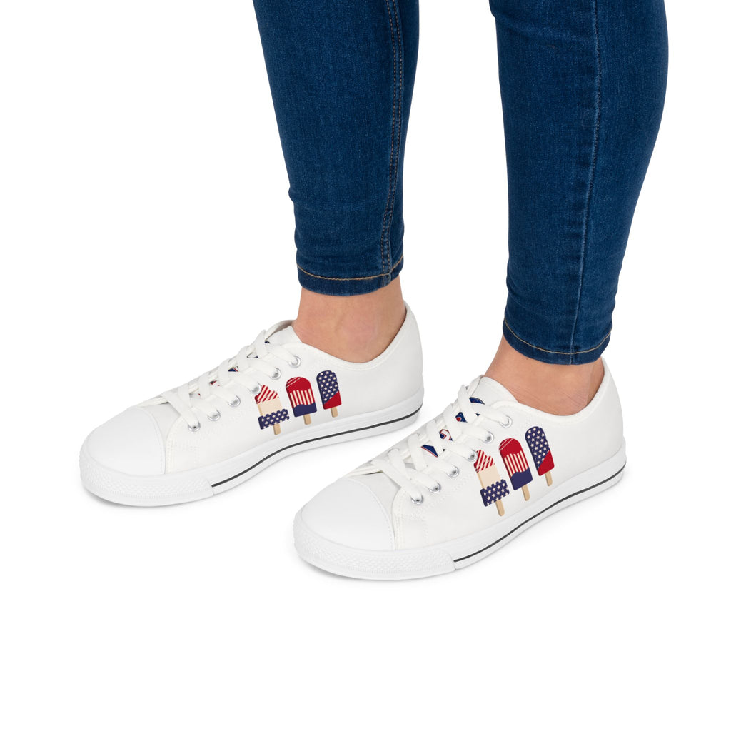 Patriotic Popsicles Women's Low Top Sneakers | American Flag Ice Cream Shoes