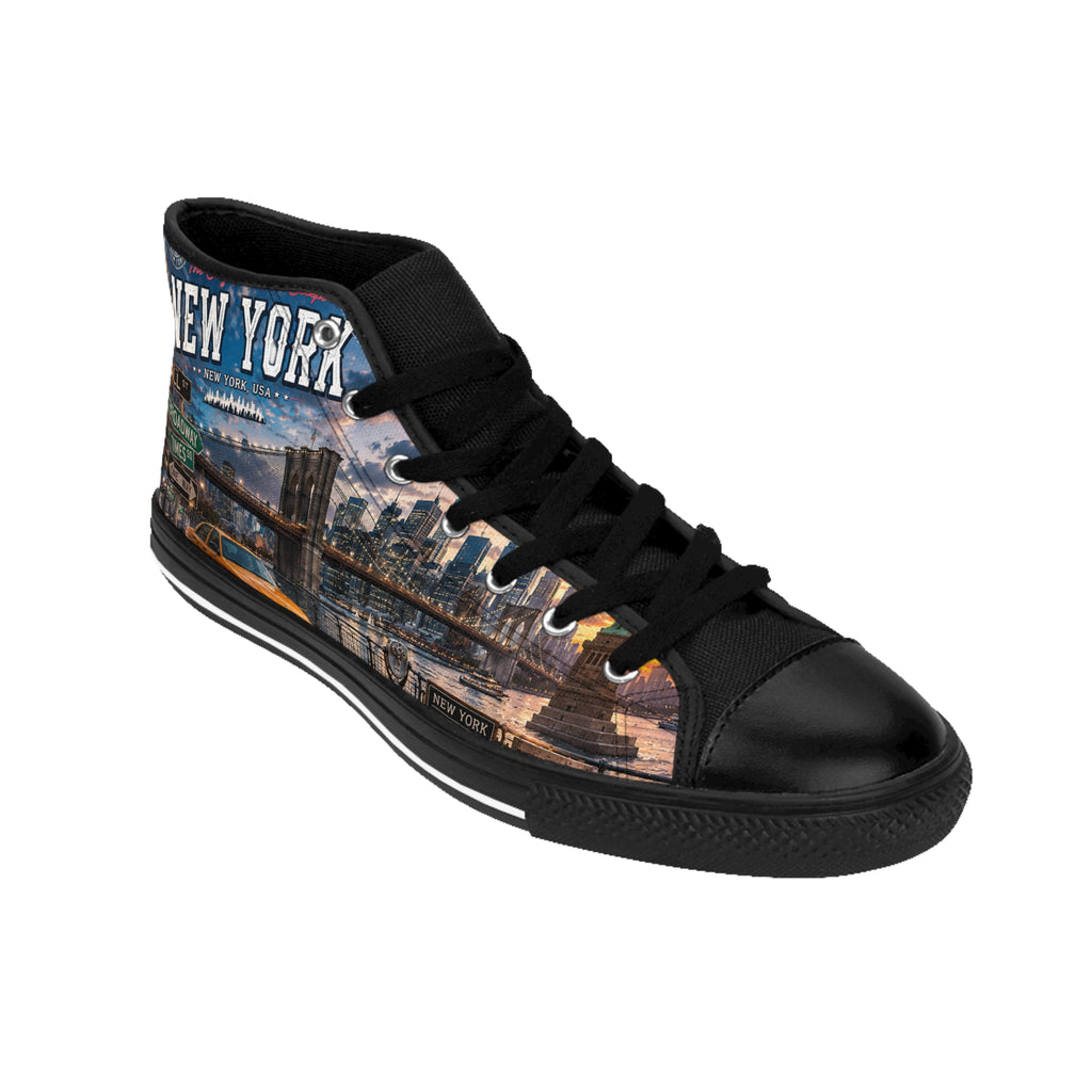New York City Skyline Sneakers | Brooklyn Bridge Urban Night Street Scene