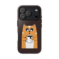 Phone Case — Cute Orange Cat Holding Coffee Illustration