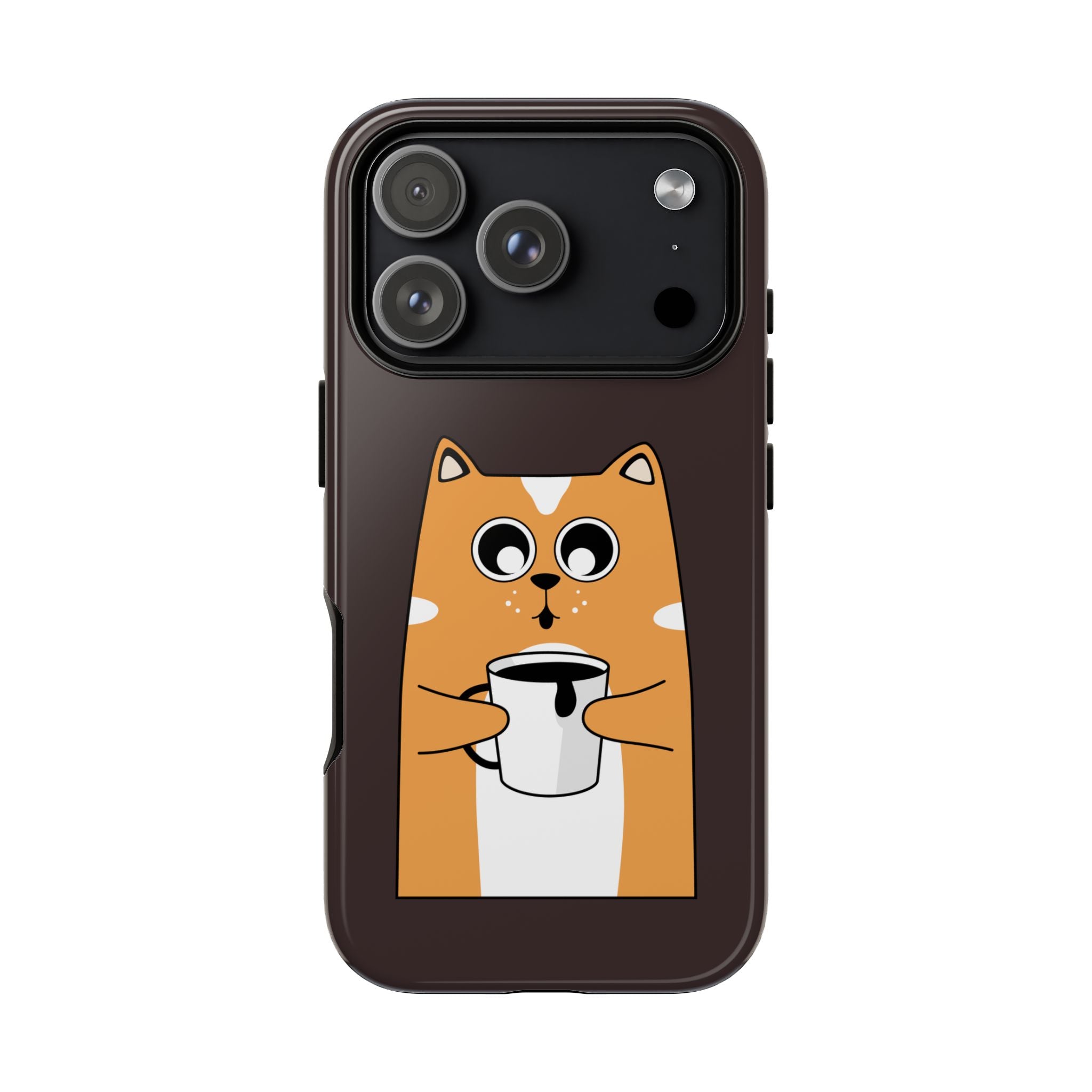 Phone Case — Cute Orange Cat Holding Coffee Illustration