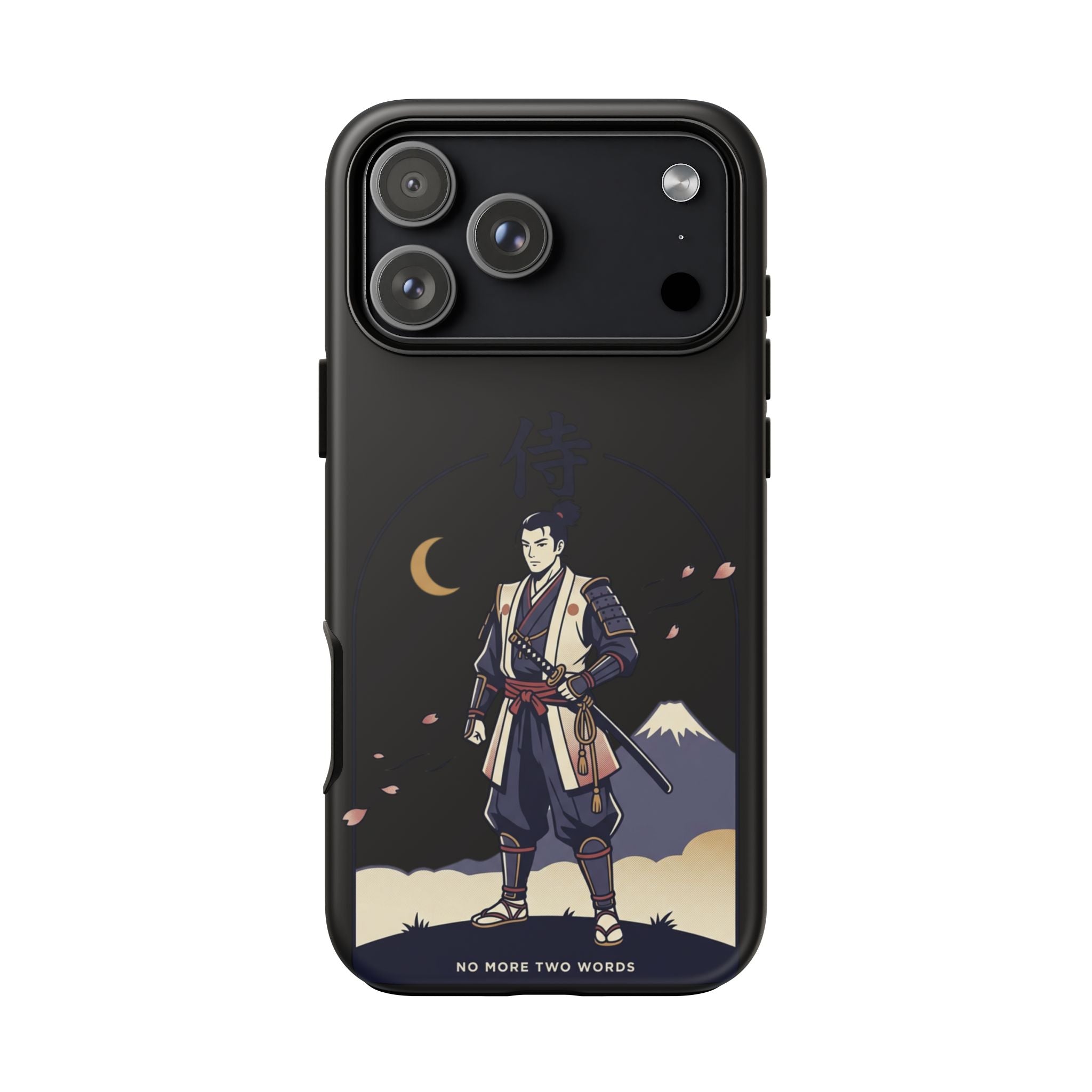 Samurai Mount Fuji Phone Case — 'No More Two-Words' Protective Hard Cover