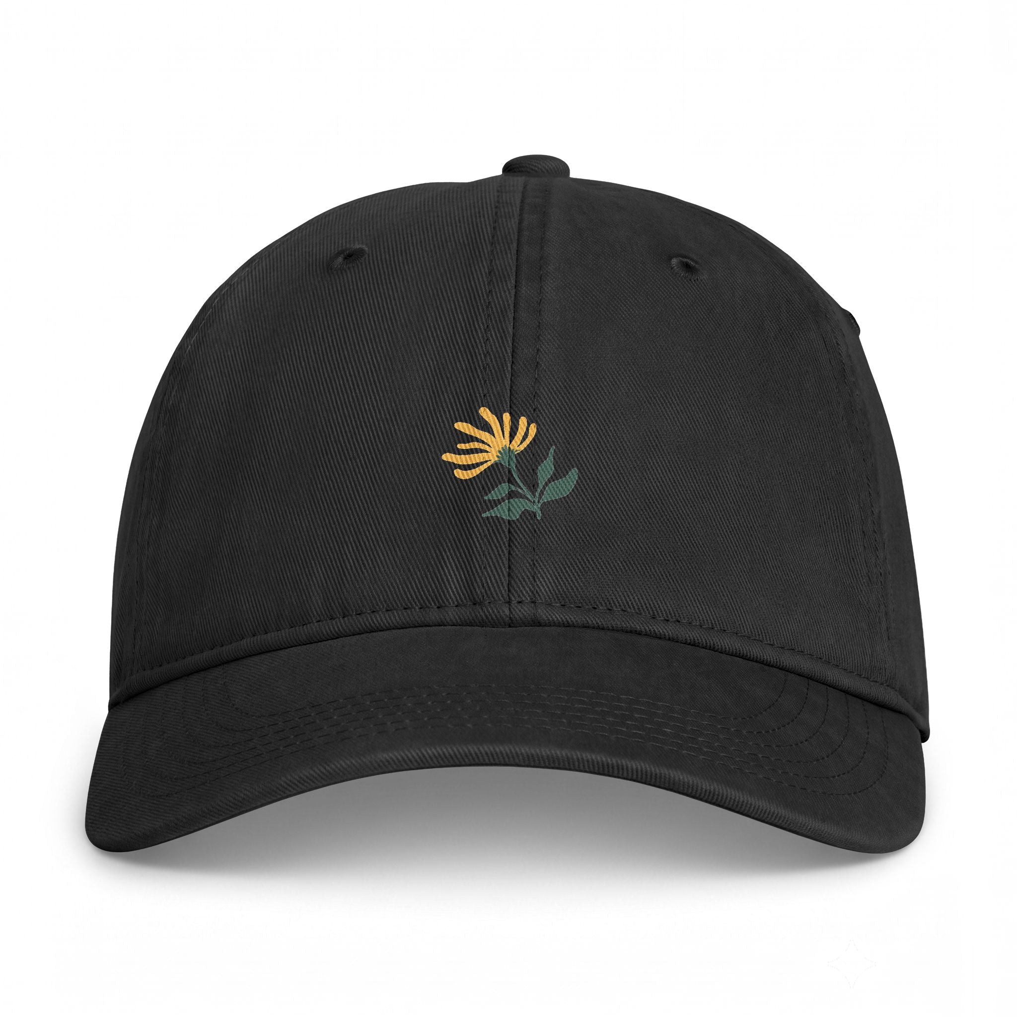 Embroidered Coastal Flower Cap — Washed Beach Dad Hat