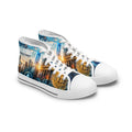 Crypto Street Skyline High Top Sneakers | Bitcoin Cityscape Design