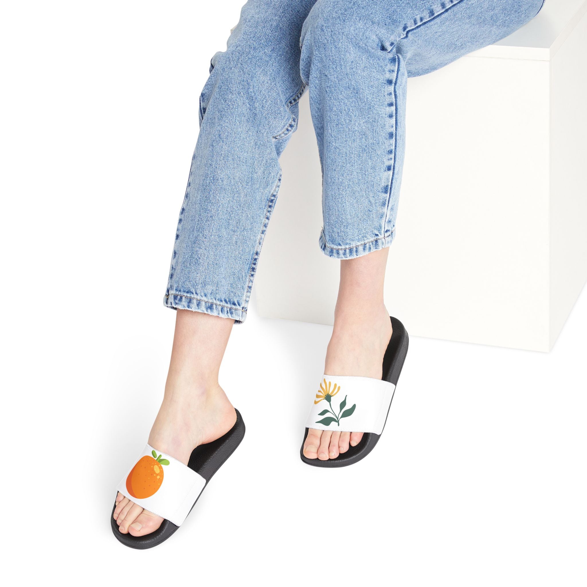White Slide Sandals | Removable Strap Slides